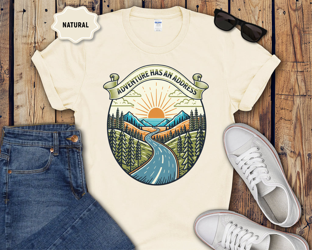 Adventure Has An Address camping T-Shirt