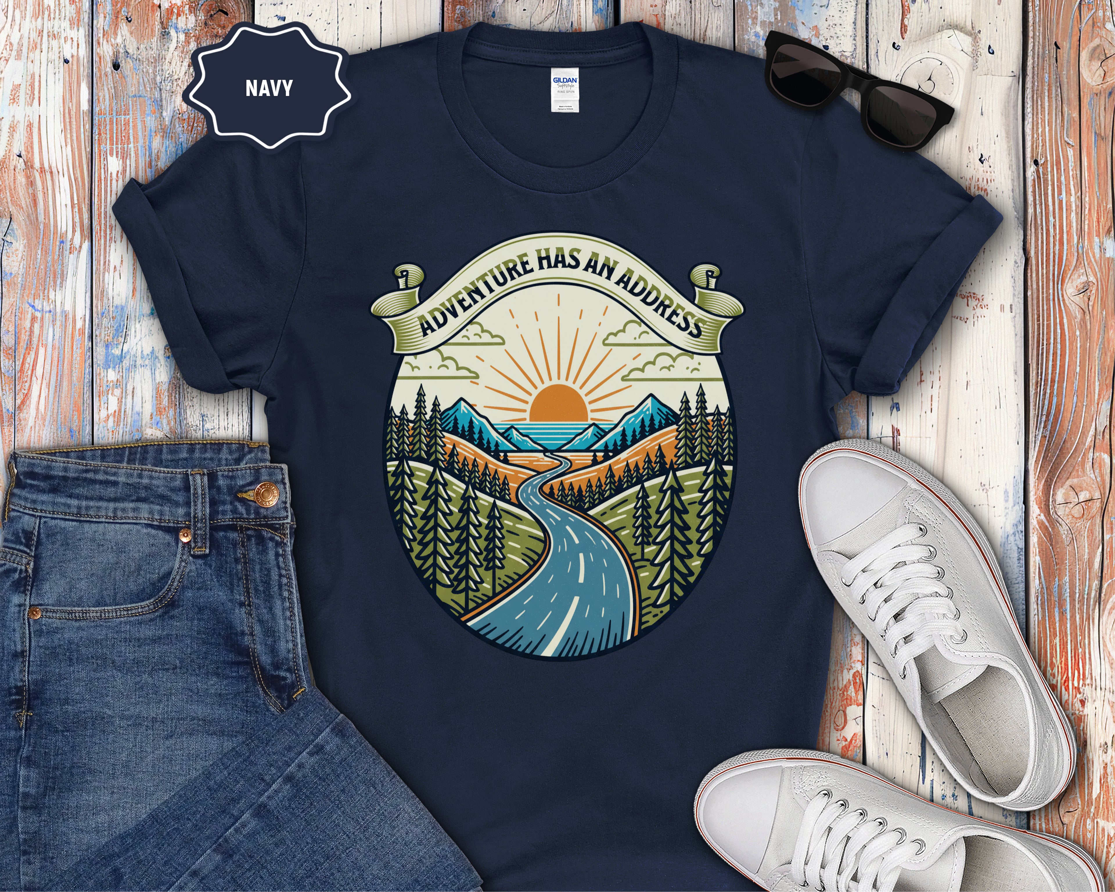 Adventure Has An Address camping T-Shirt