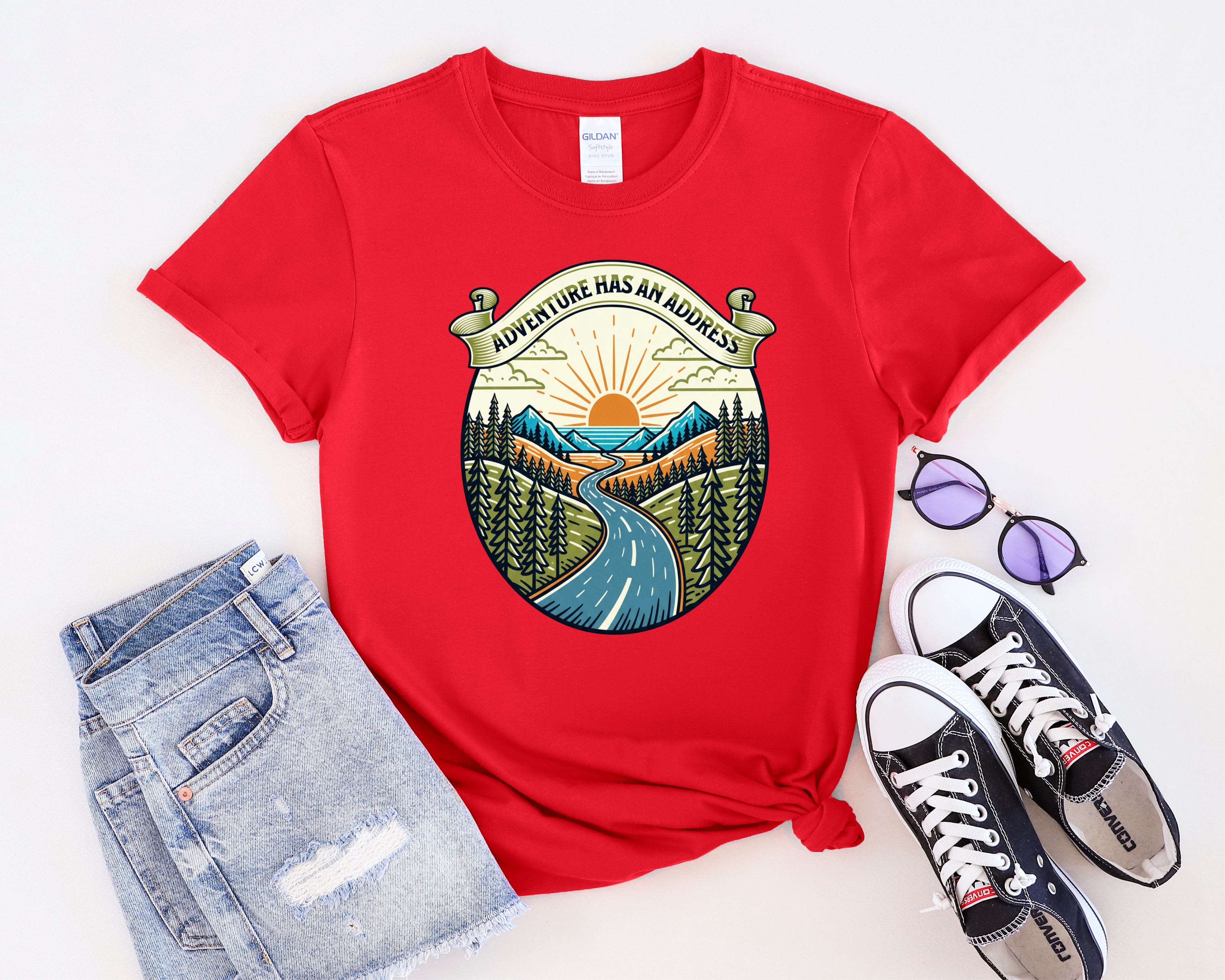 Adventure Has An Address camping T-Shirt