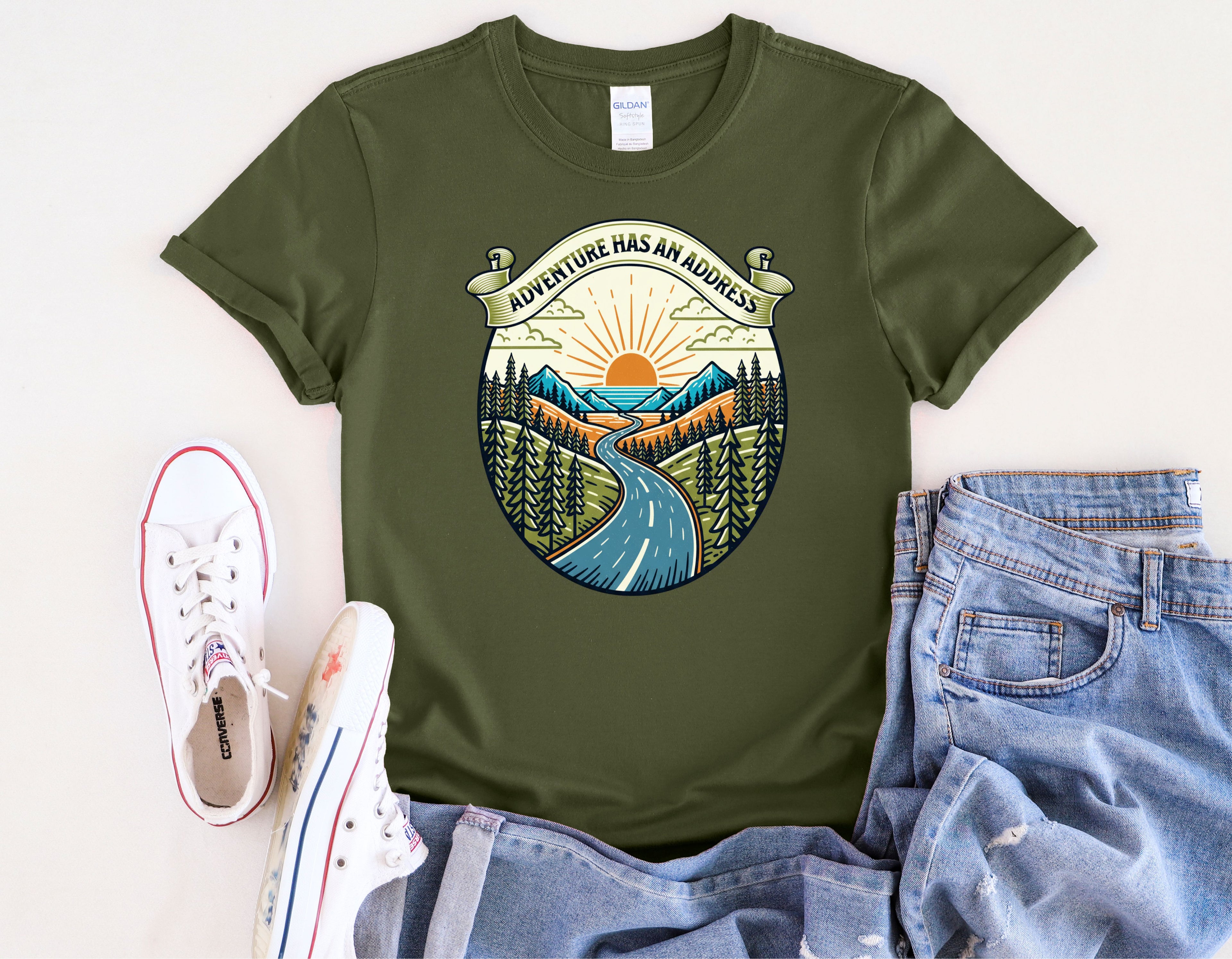 Adventure Has An Address camping T-Shirt