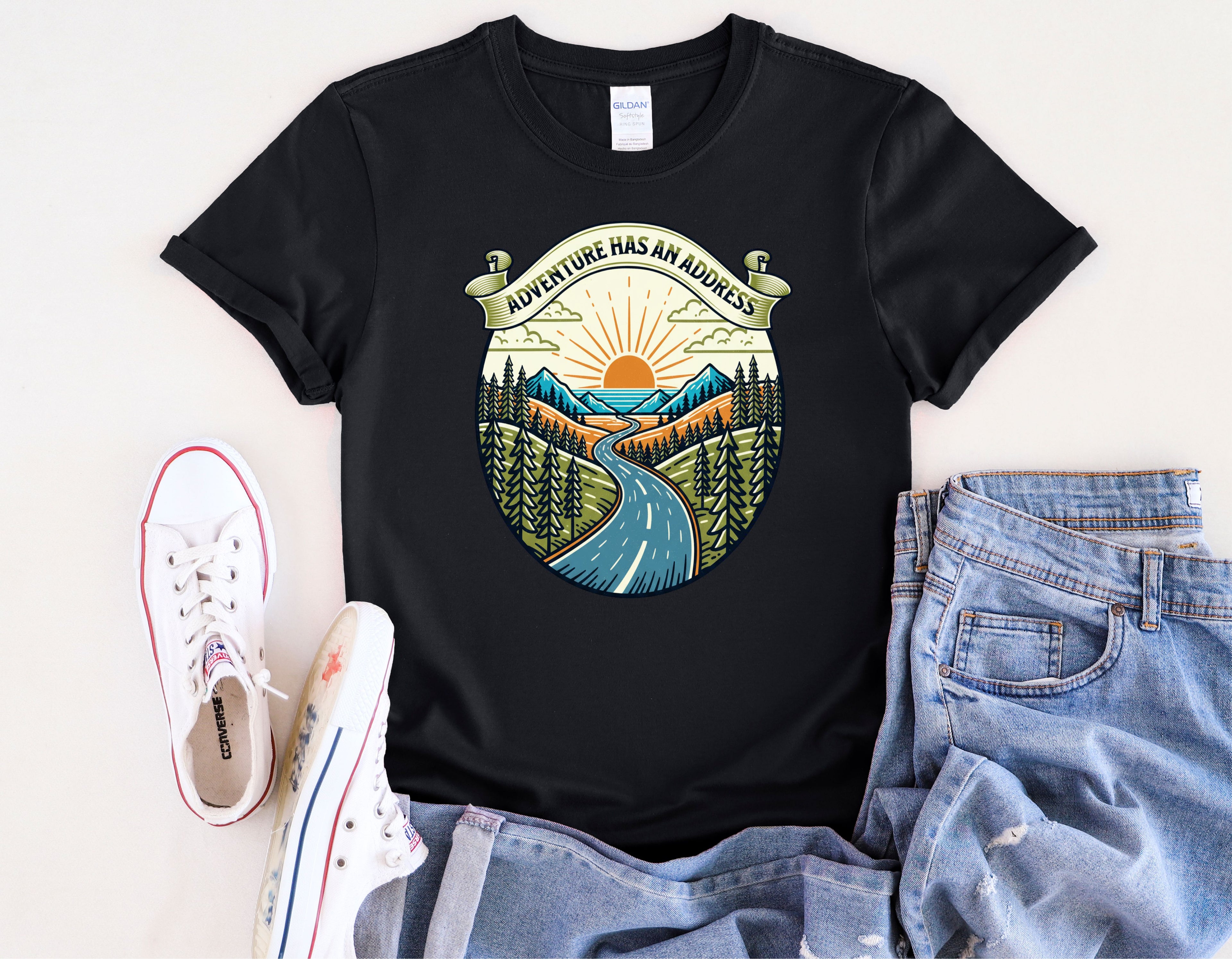 Adventure Has An Address camping T-Shirt