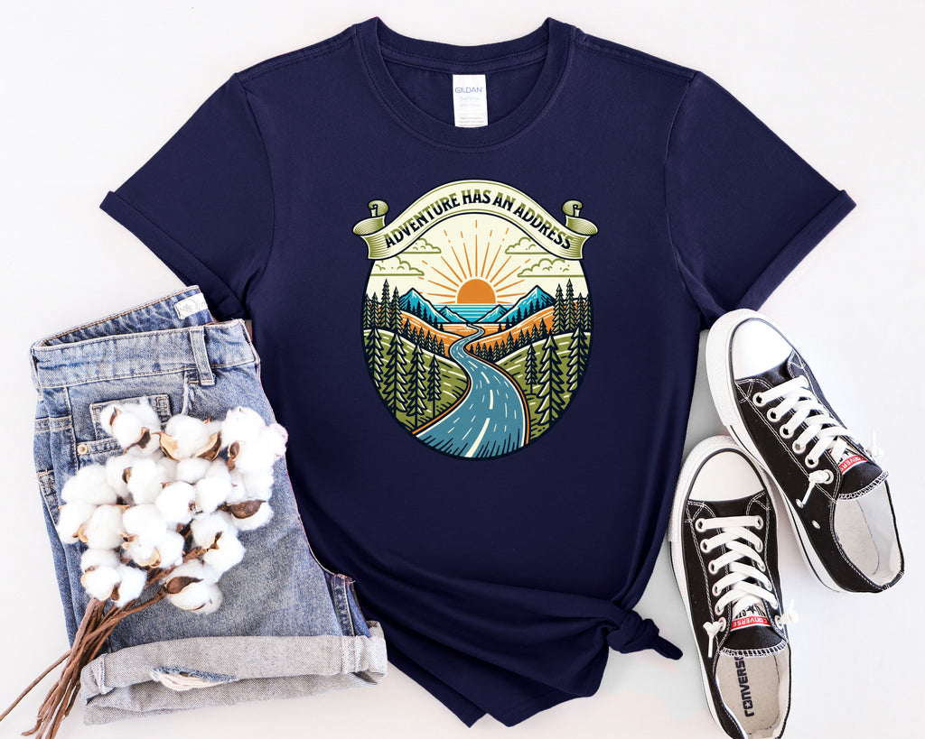 Adventure Has An Address camping T-Shirt