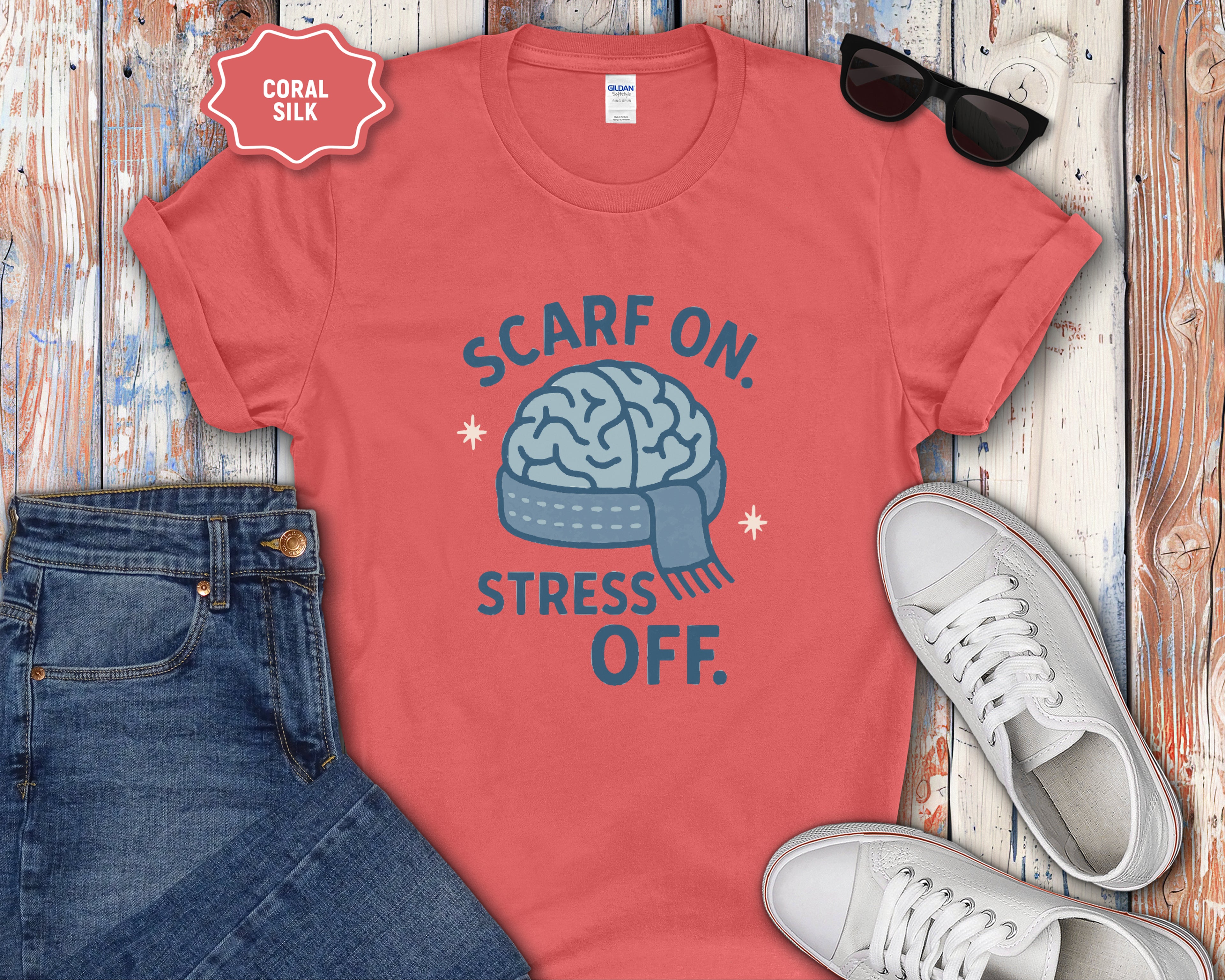 Scarf On Stress Off T-Shirt