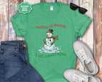 Melting Is Normal Snowman T-Shirt — "I Will Rebuild Again"
