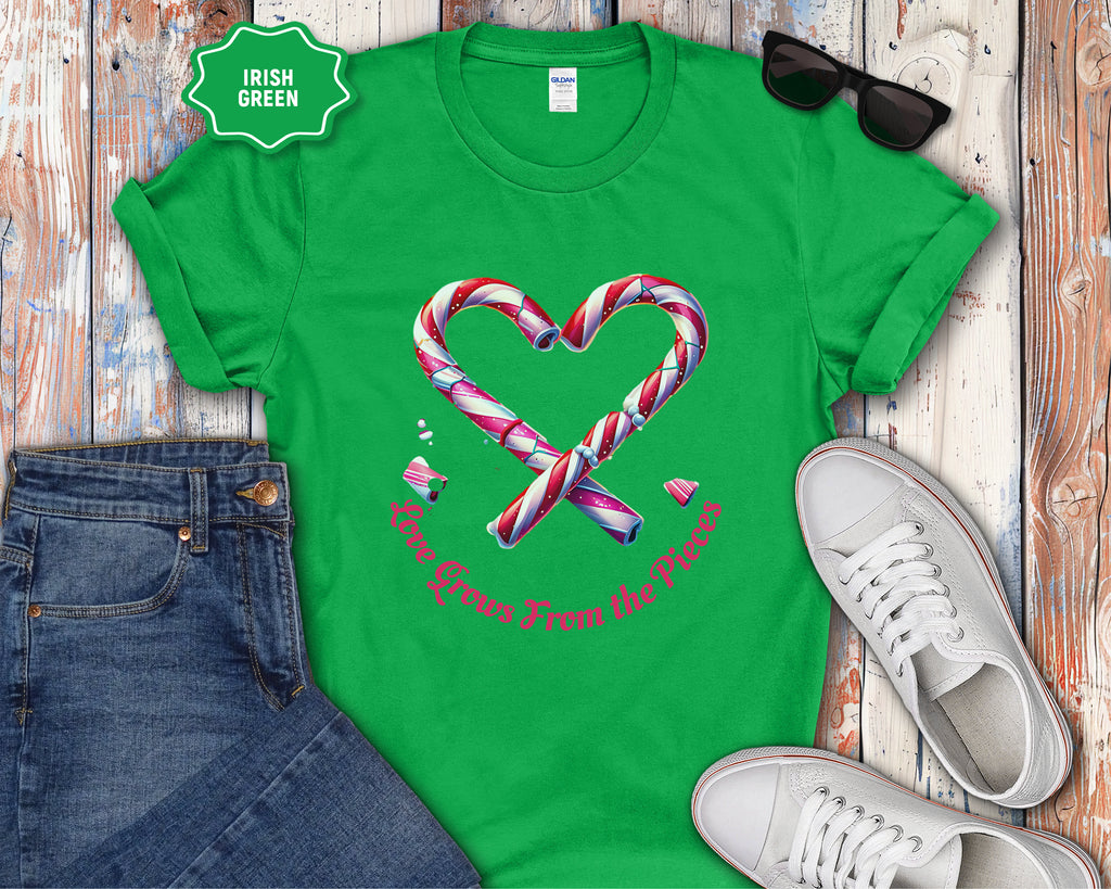 Love Grows From the Pieces Candy Cane Heart T-Shirt