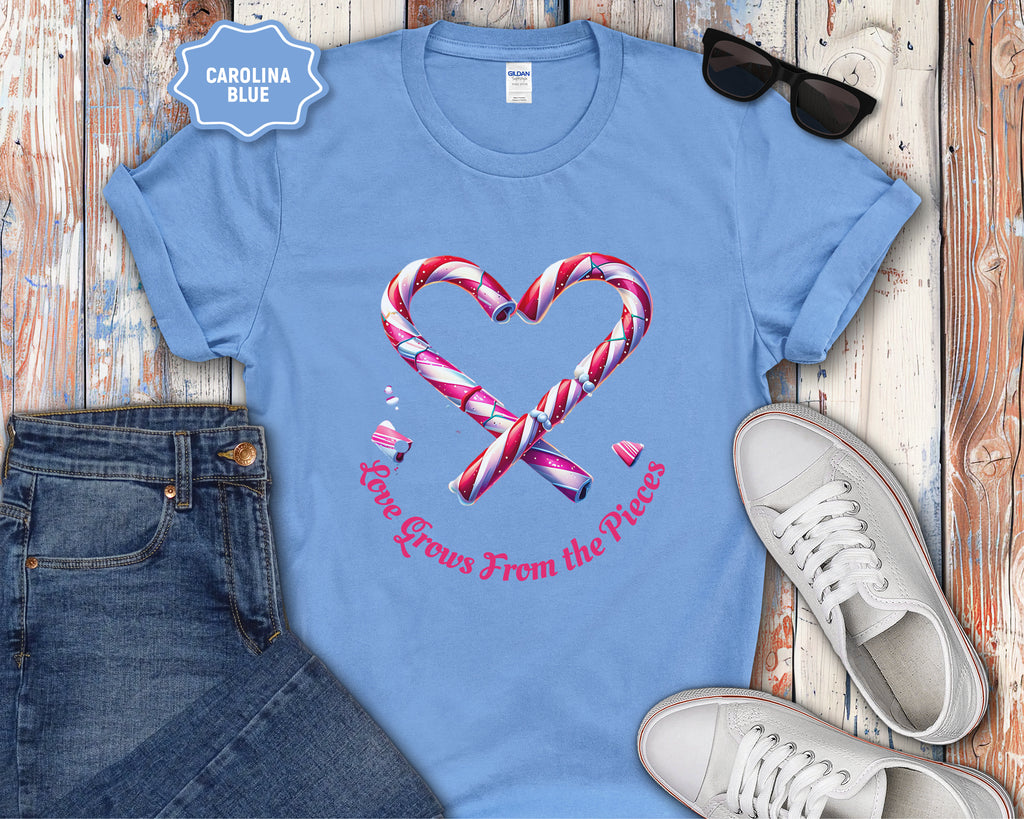 Love Grows From the Pieces Candy Cane Heart T-Shirt