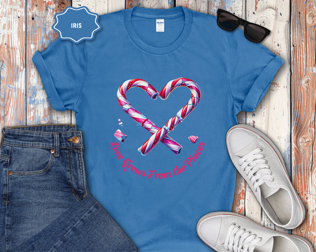 Love Grows From the Pieces Candy Cane Heart T-Shirt
