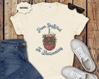 From Shattered to Blossoming Broken Christmas Ornament with Blooming Flowers T-Shirt