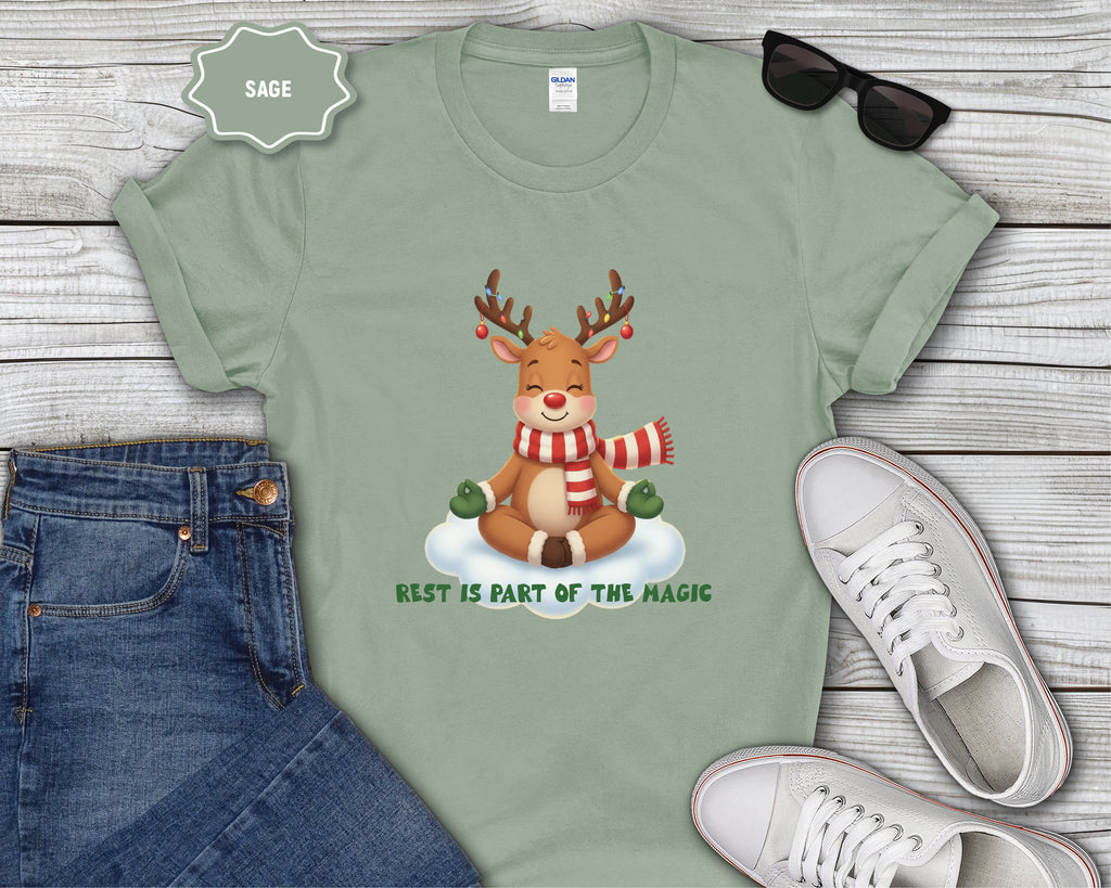 Meditating Reindeer Rest Is In The Magic T-Shirt