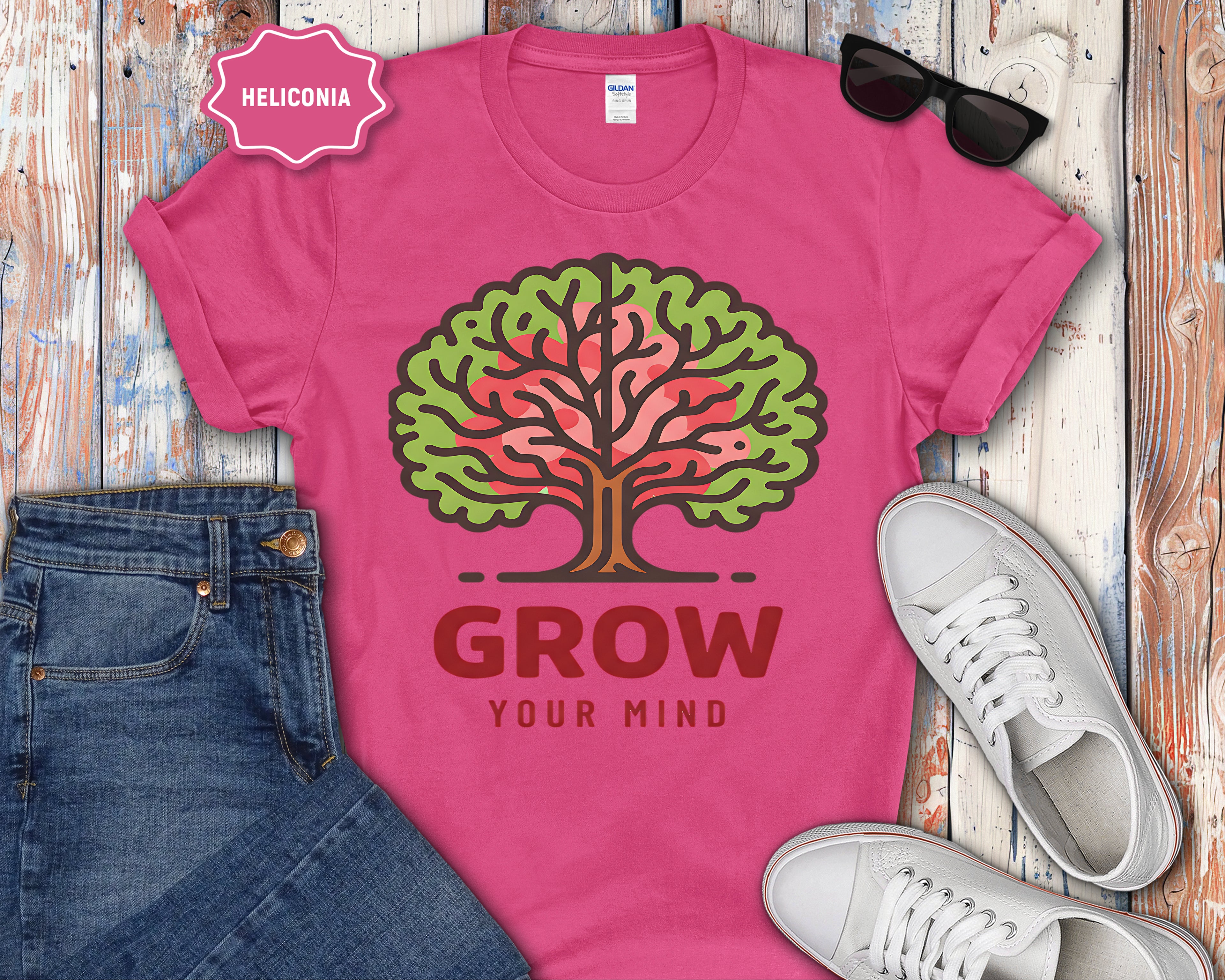 Grow Your Mind tree illustration T-Shirt