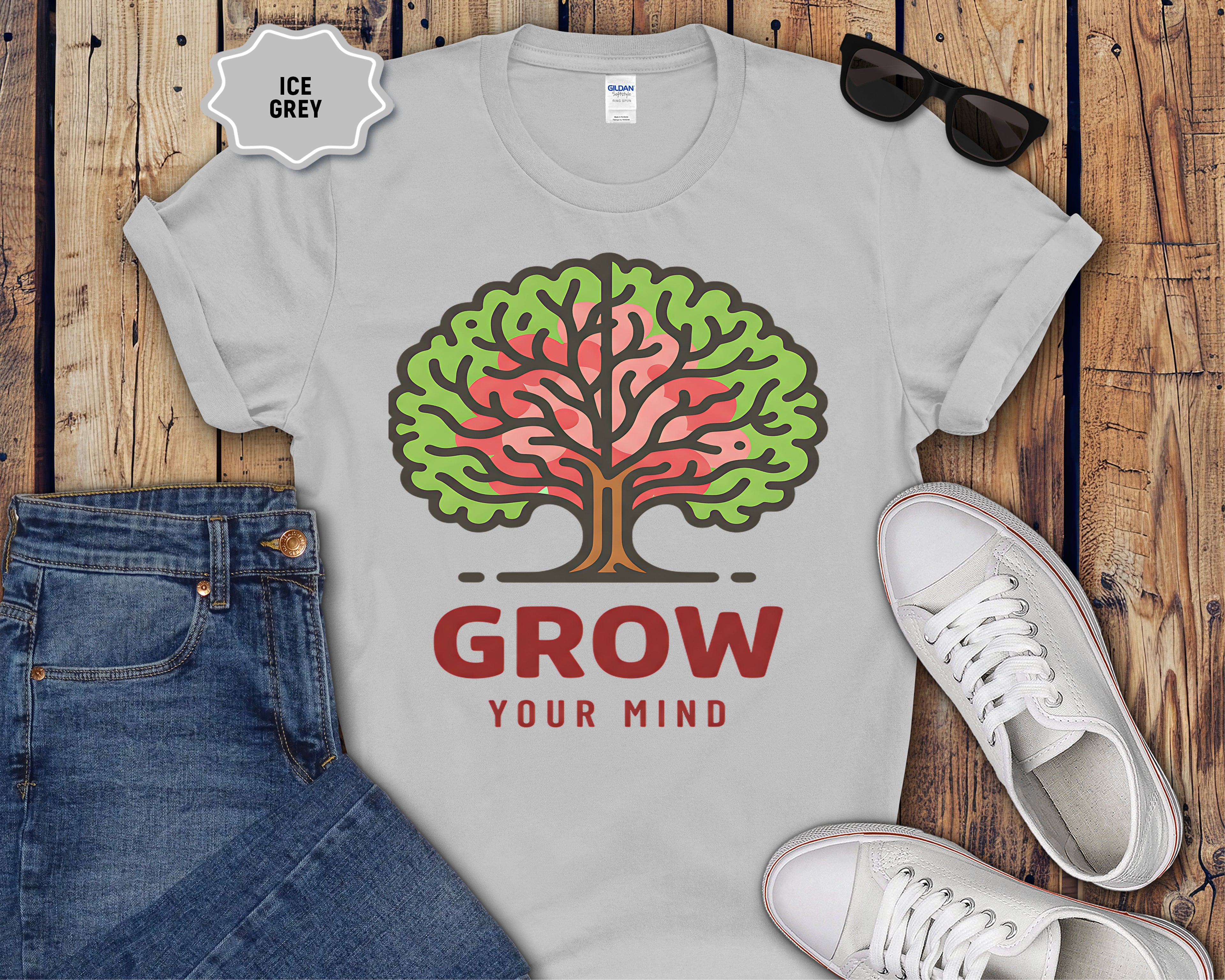Grow Your Mind tree illustration T-Shirt