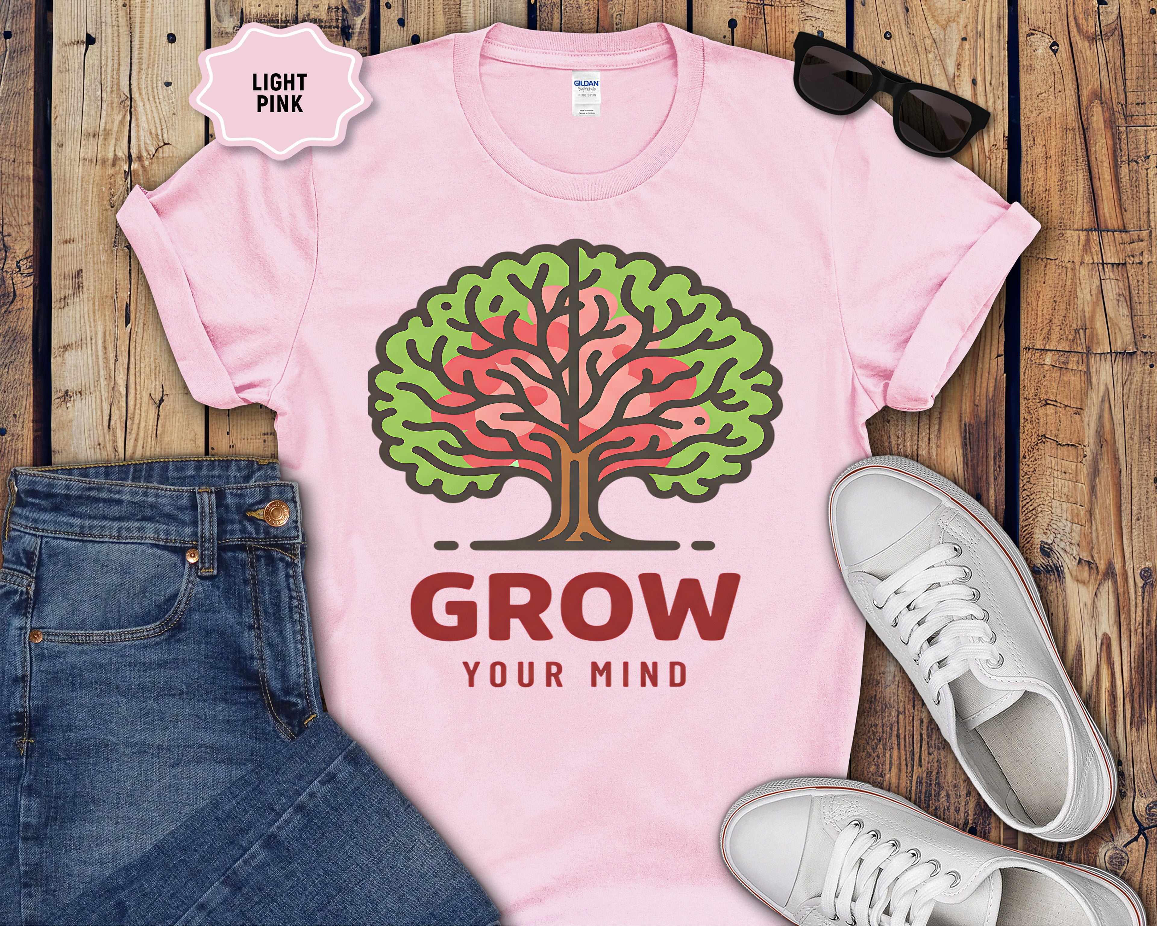 Grow Your Mind tree illustration T-Shirt