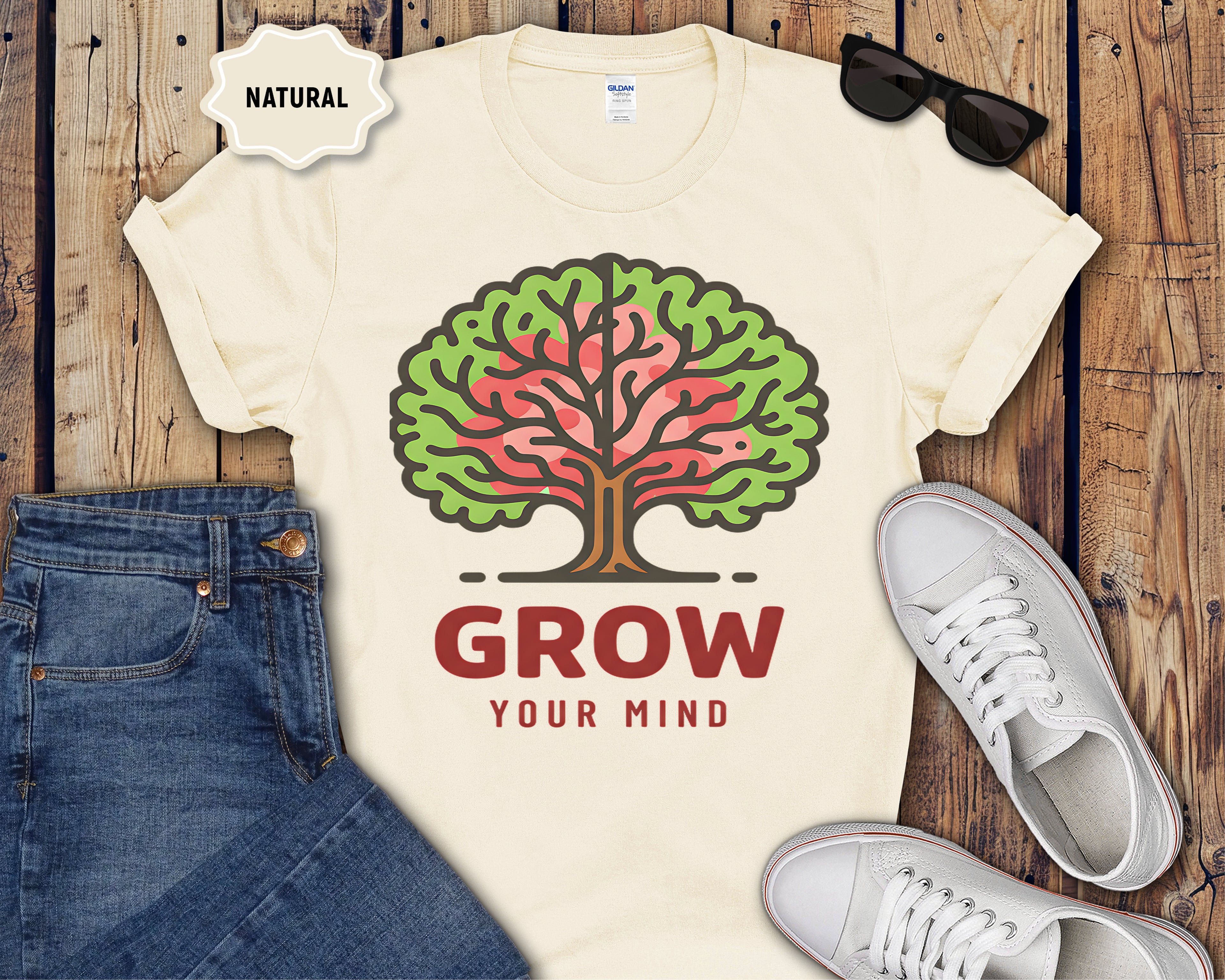 Grow Your Mind tree illustration T-Shirt