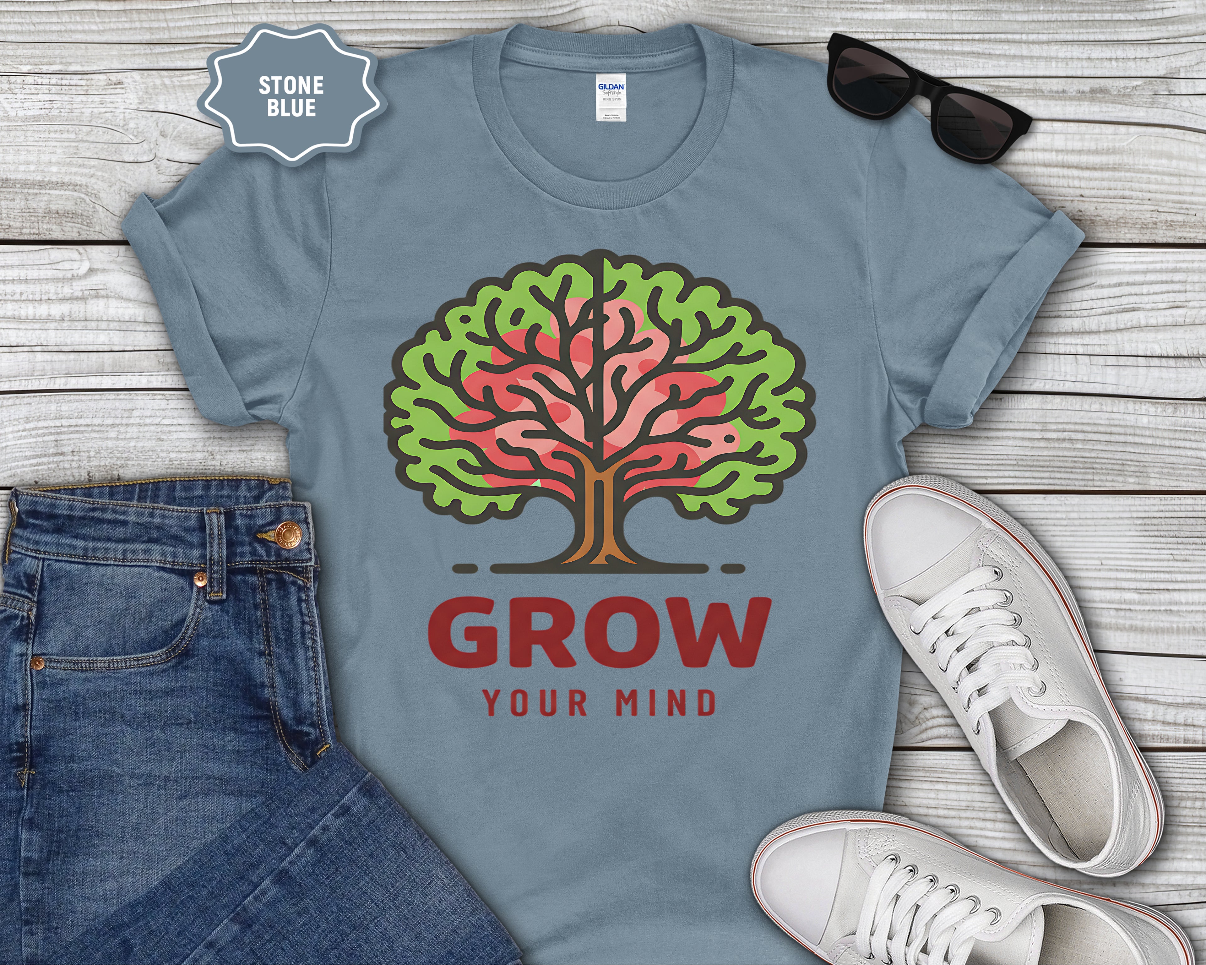 Grow Your Mind tree illustration T-Shirt