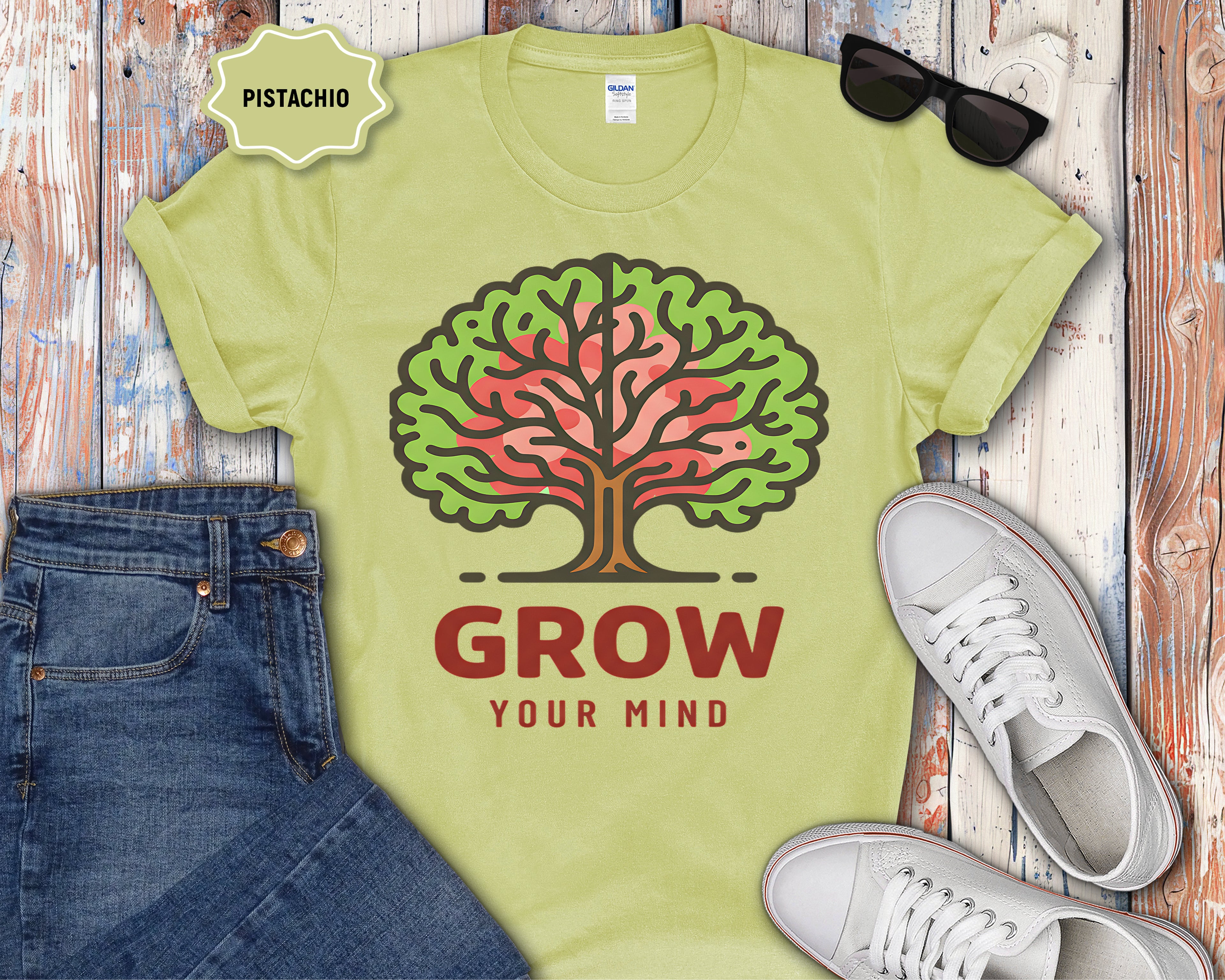 Grow Your Mind tree illustration T-Shirt