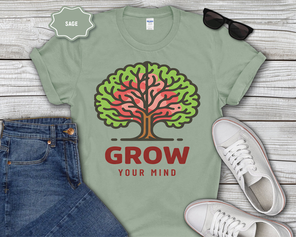 Grow Your Mind tree illustration T-Shirt
