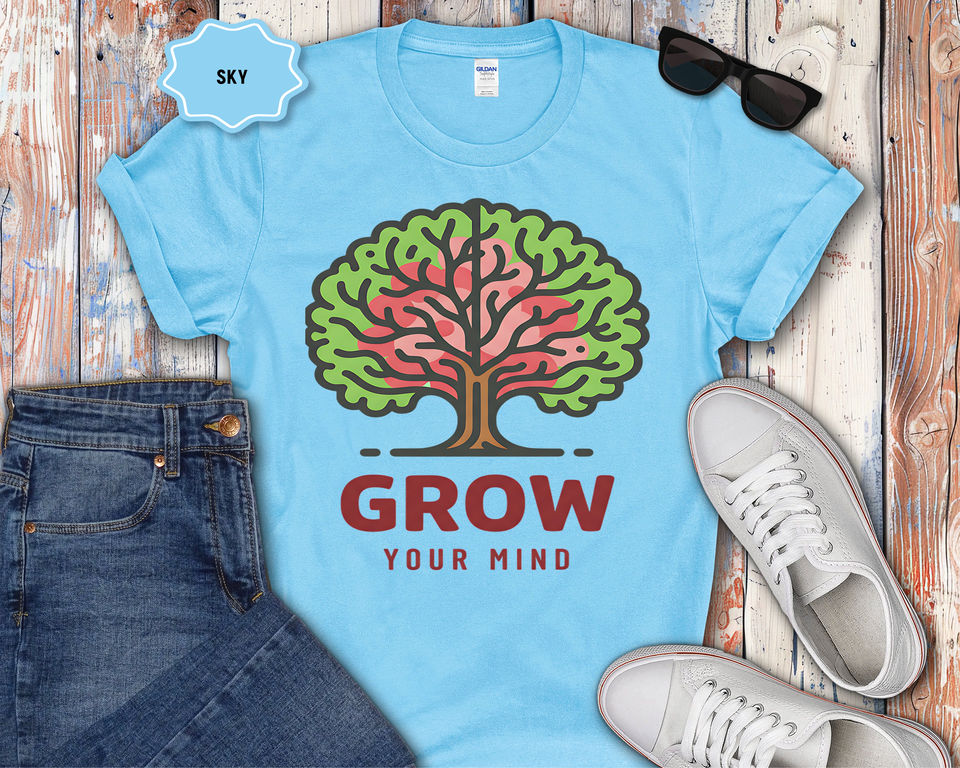 Grow Your Mind tree illustration T-Shirt