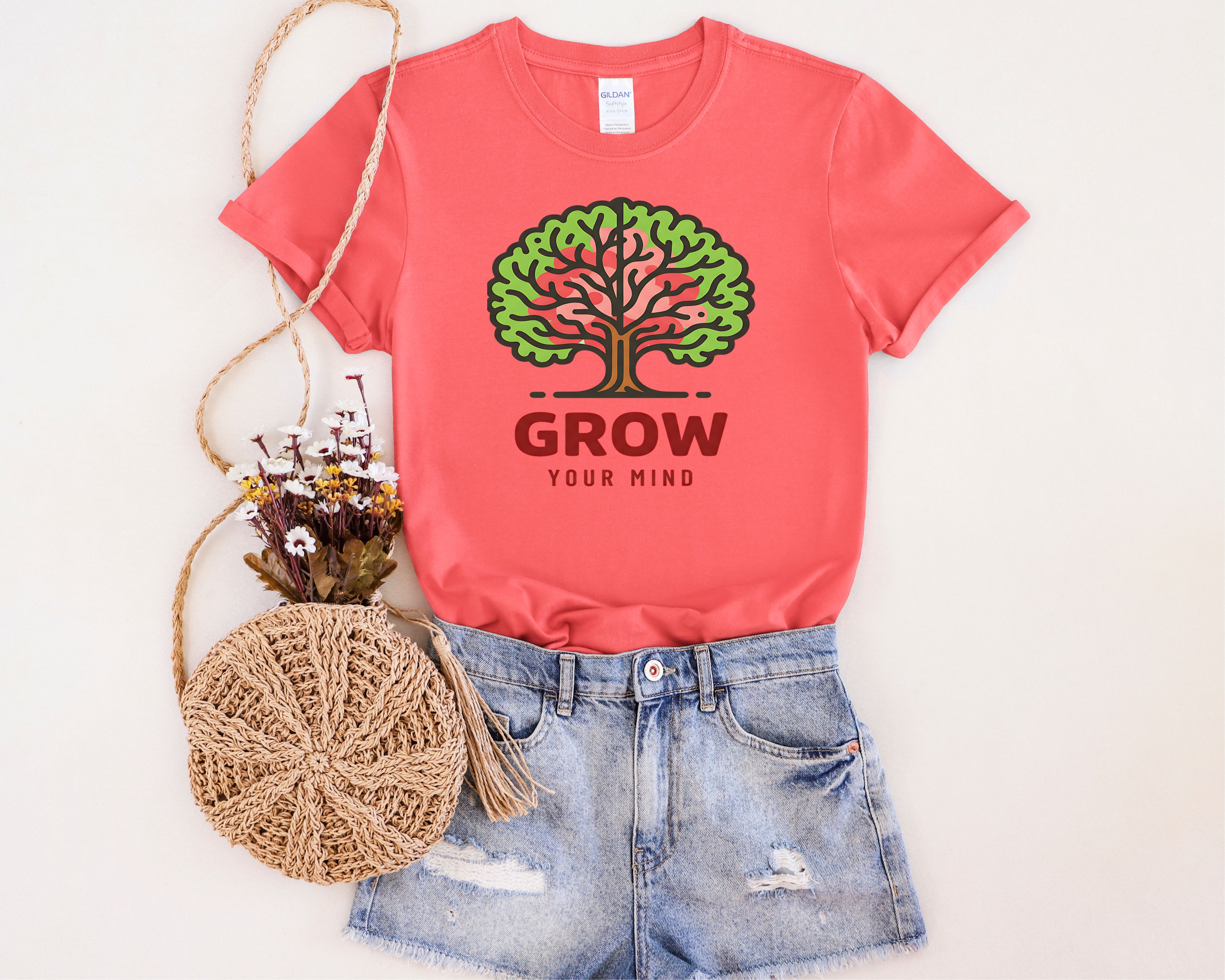 Grow Your Mind tree illustration T-Shirt