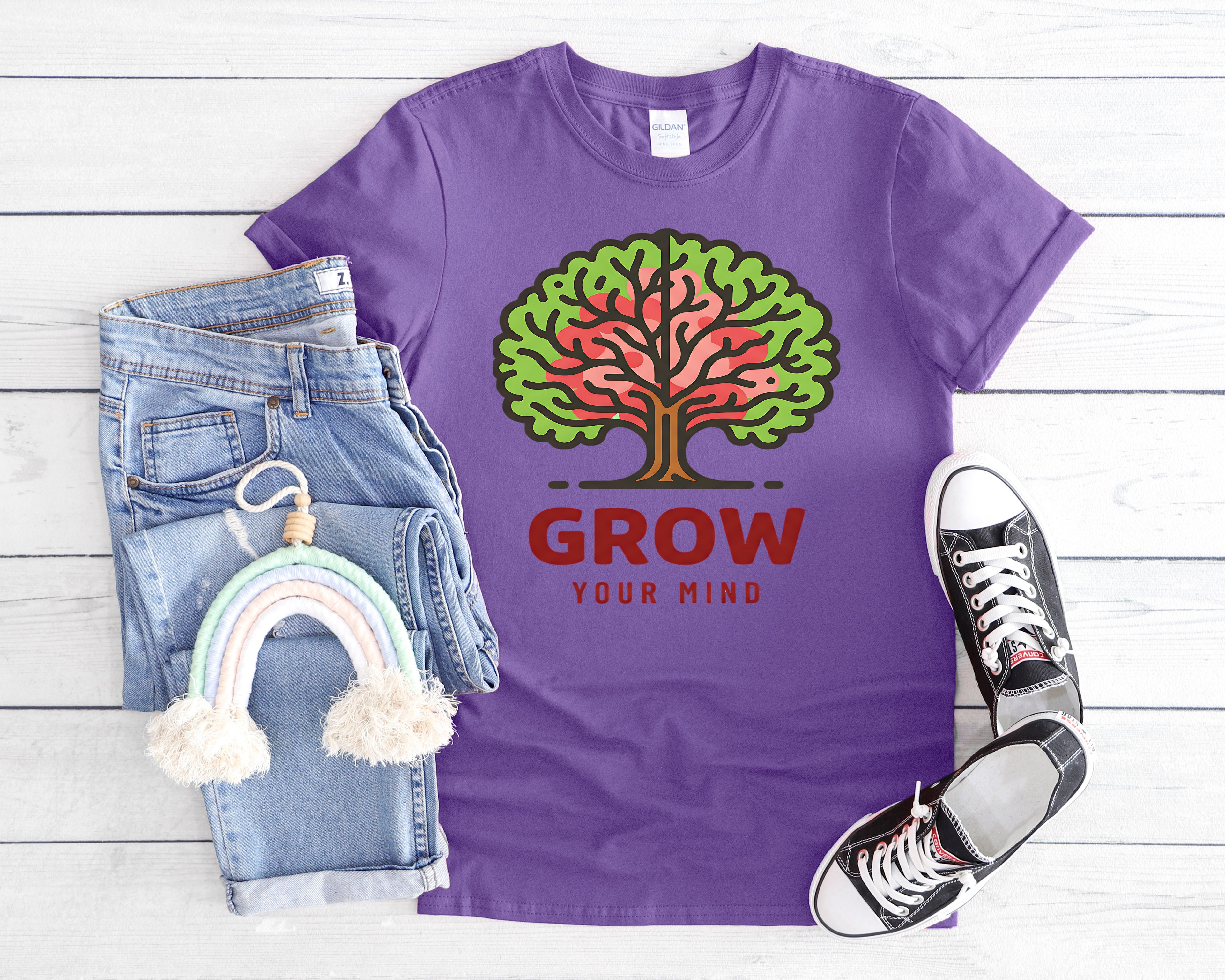 Grow Your Mind tree illustration T-Shirt