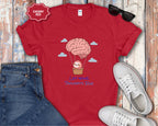 Let Your Thoughts Rise, Sloth in a Brain Hot Air Balloon T-Shirt