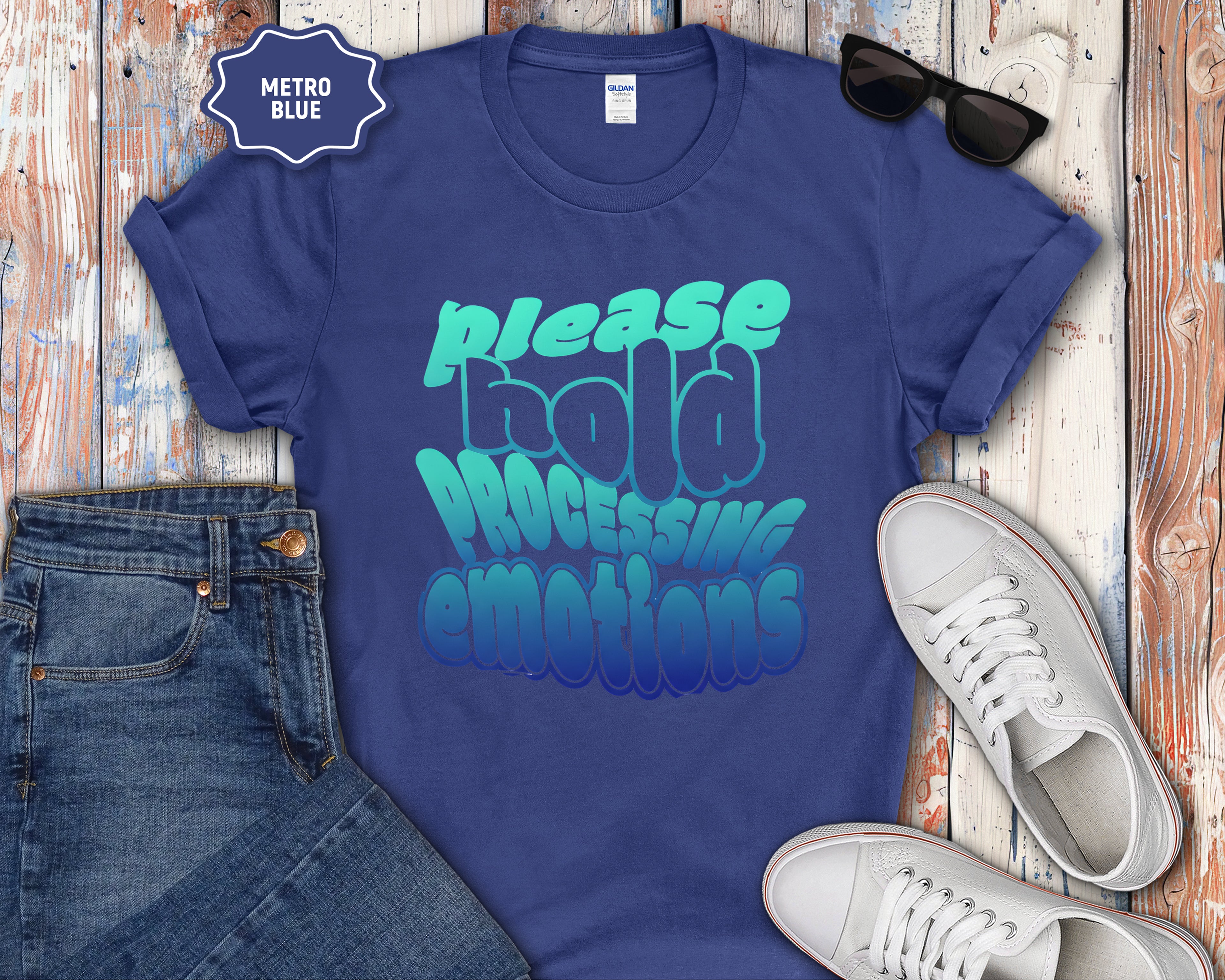 Please Hold Processing Emotions Mental Health T-Shirt