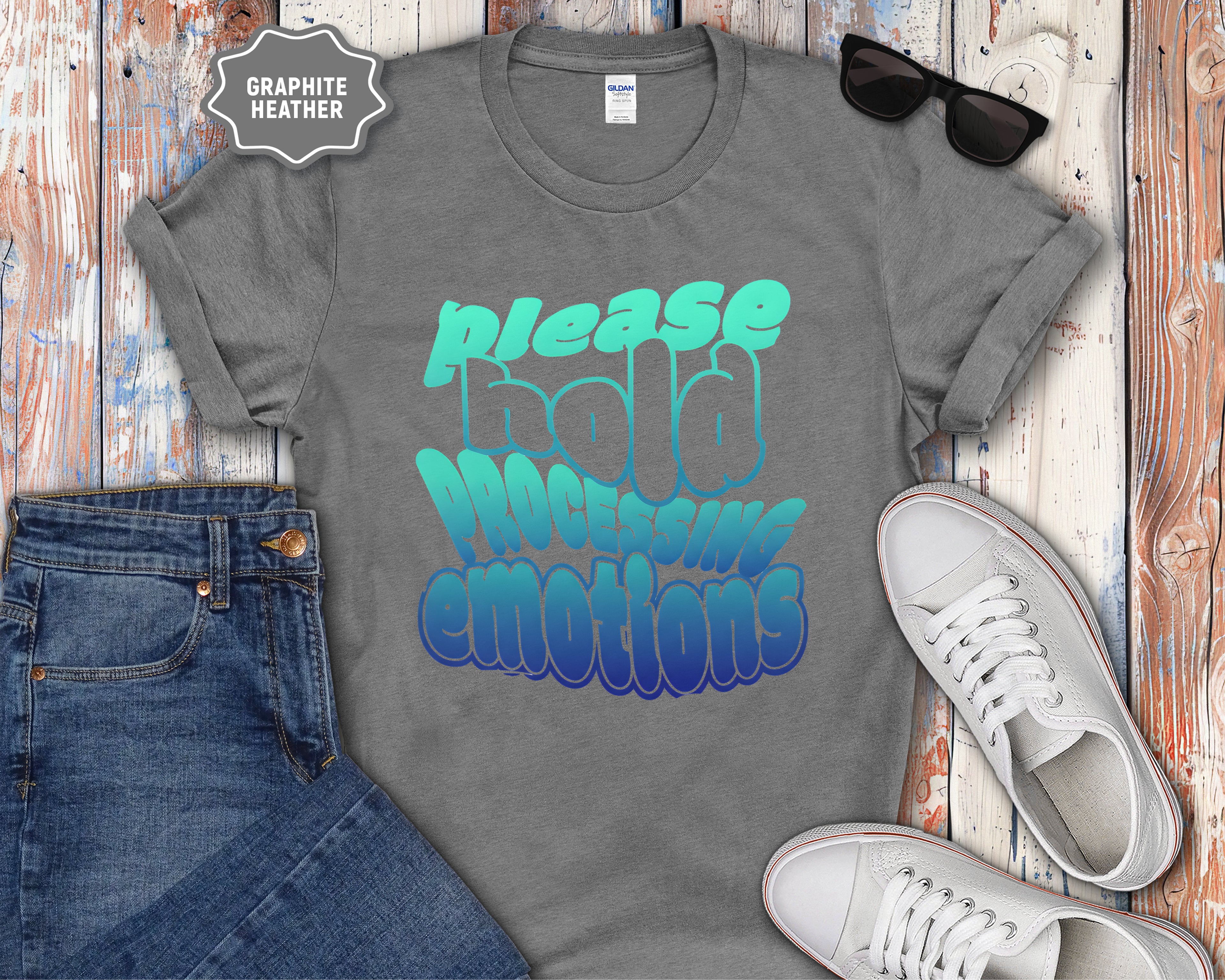 Please Hold Processing Emotions Mental Health T-Shirt