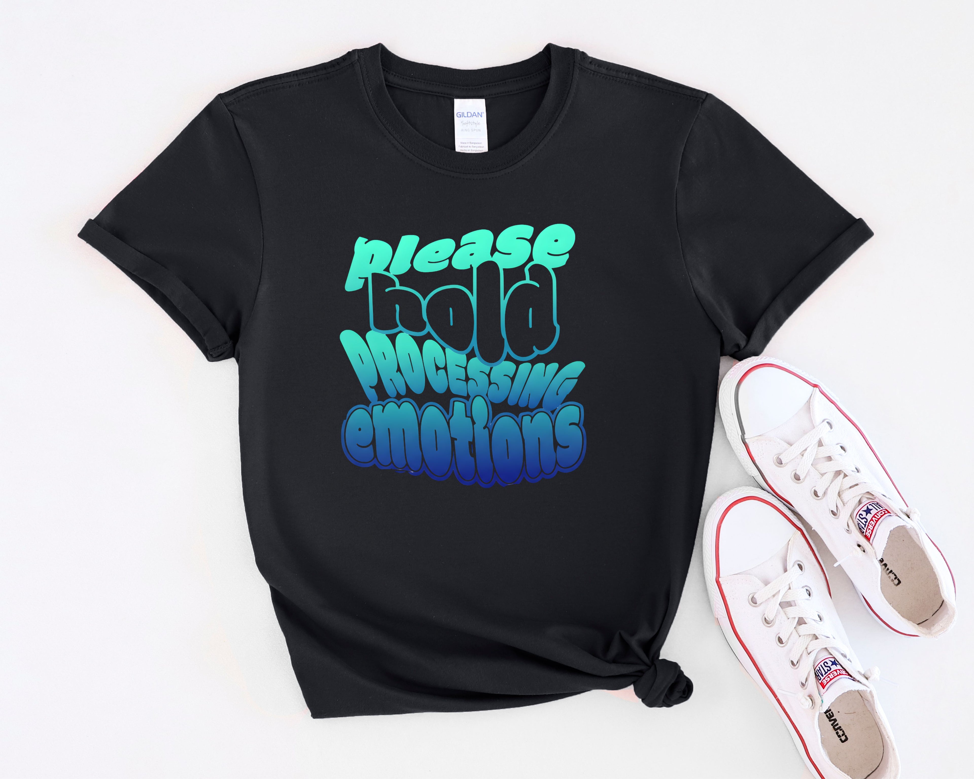 Please Hold Processing Emotions Mental Health T-Shirt