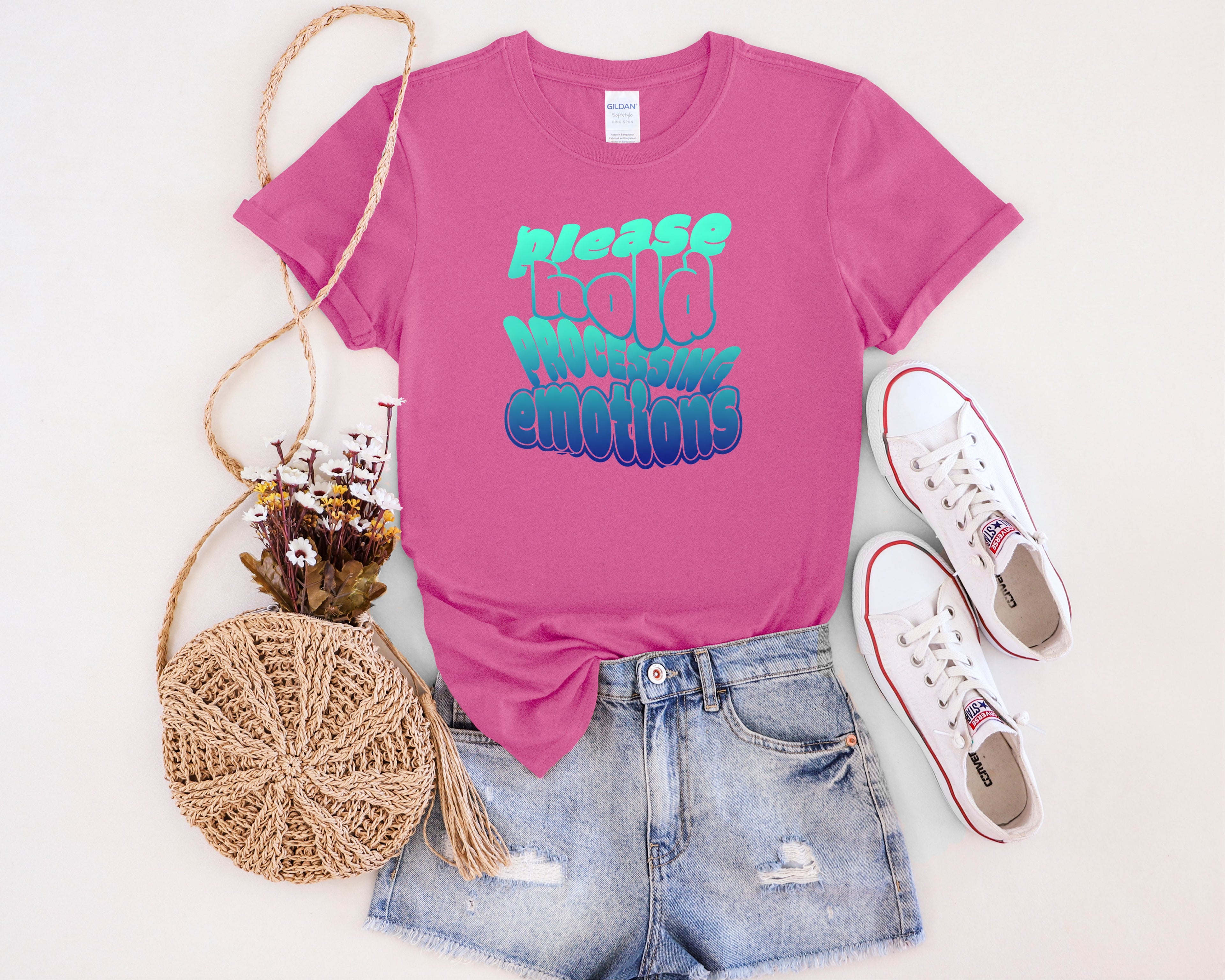 Please Hold Processing Emotions Mental Health T-Shirt