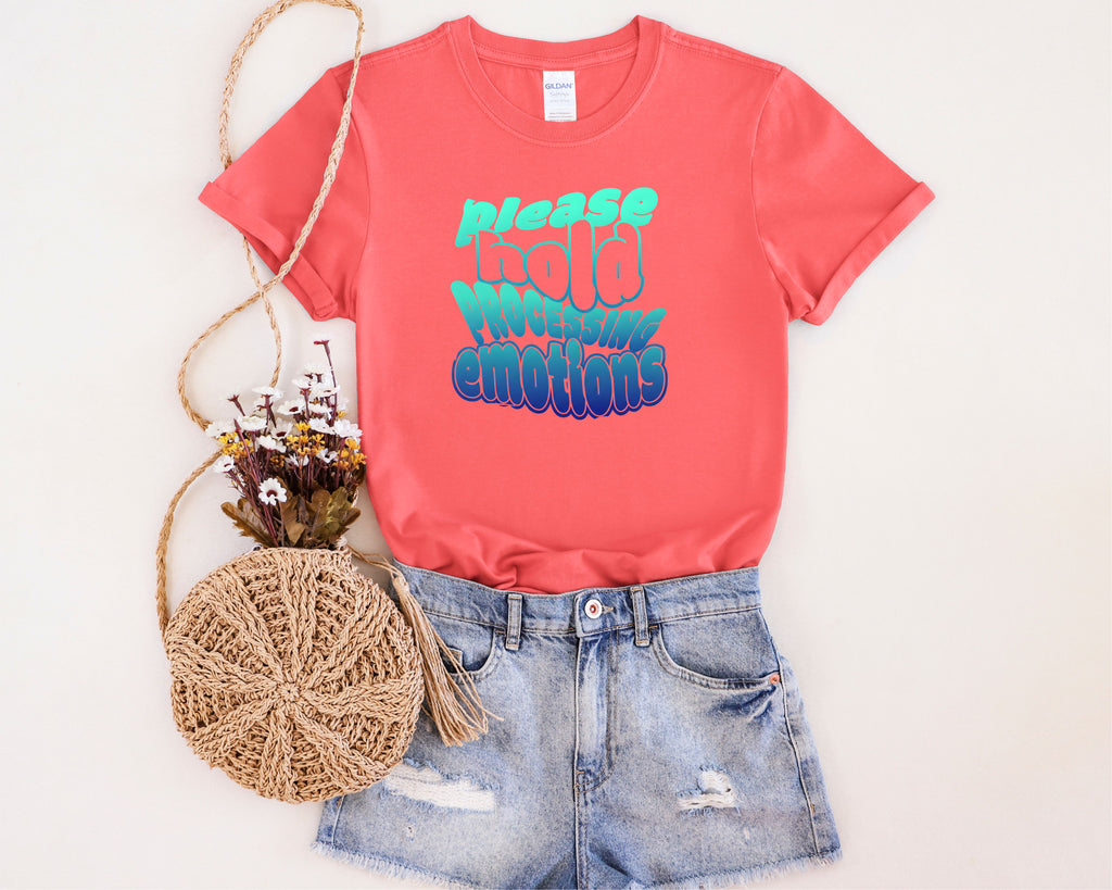 Please Hold Processing Emotions Mental Health T-Shirt