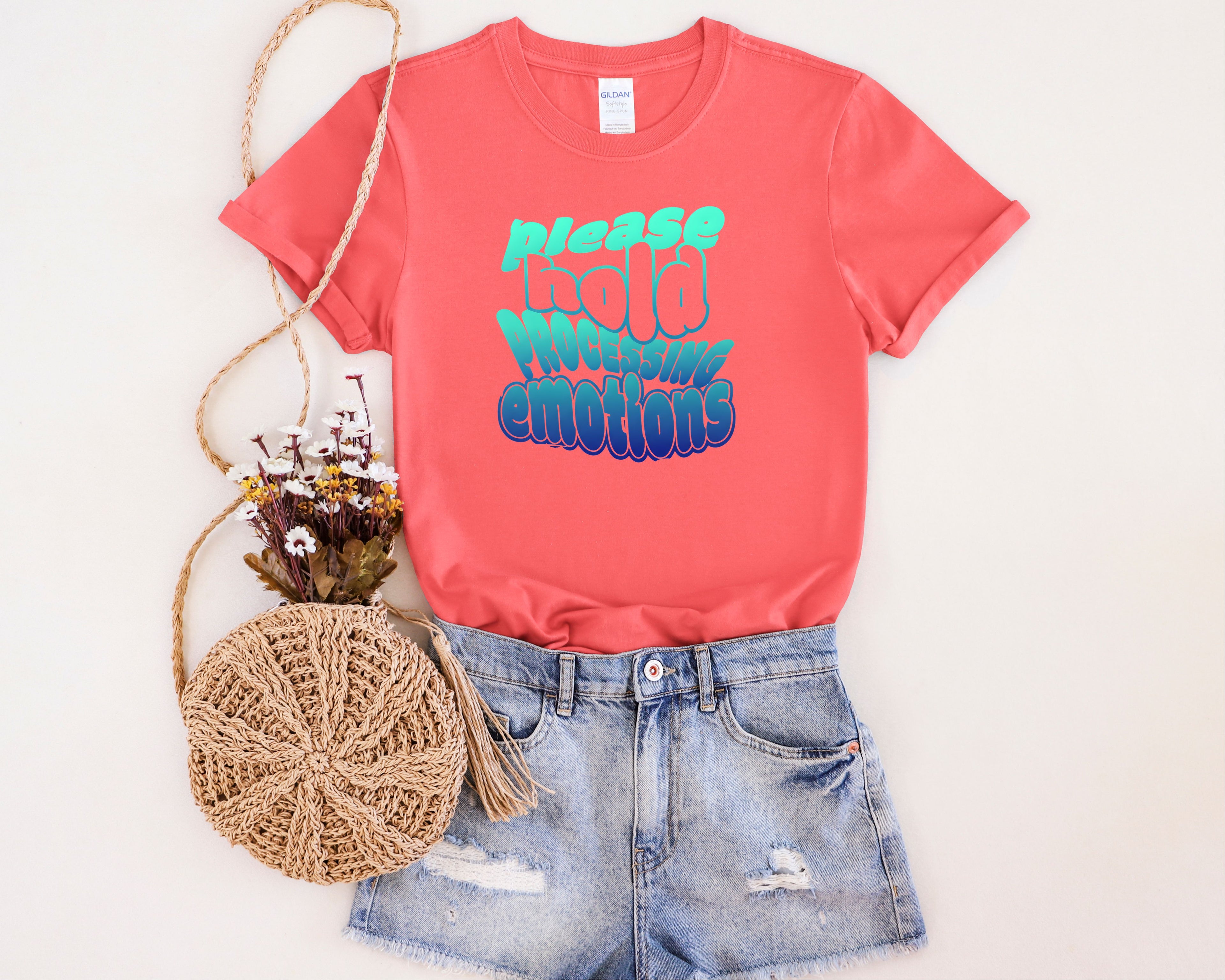Please Hold Processing Emotions Mental Health T-Shirt