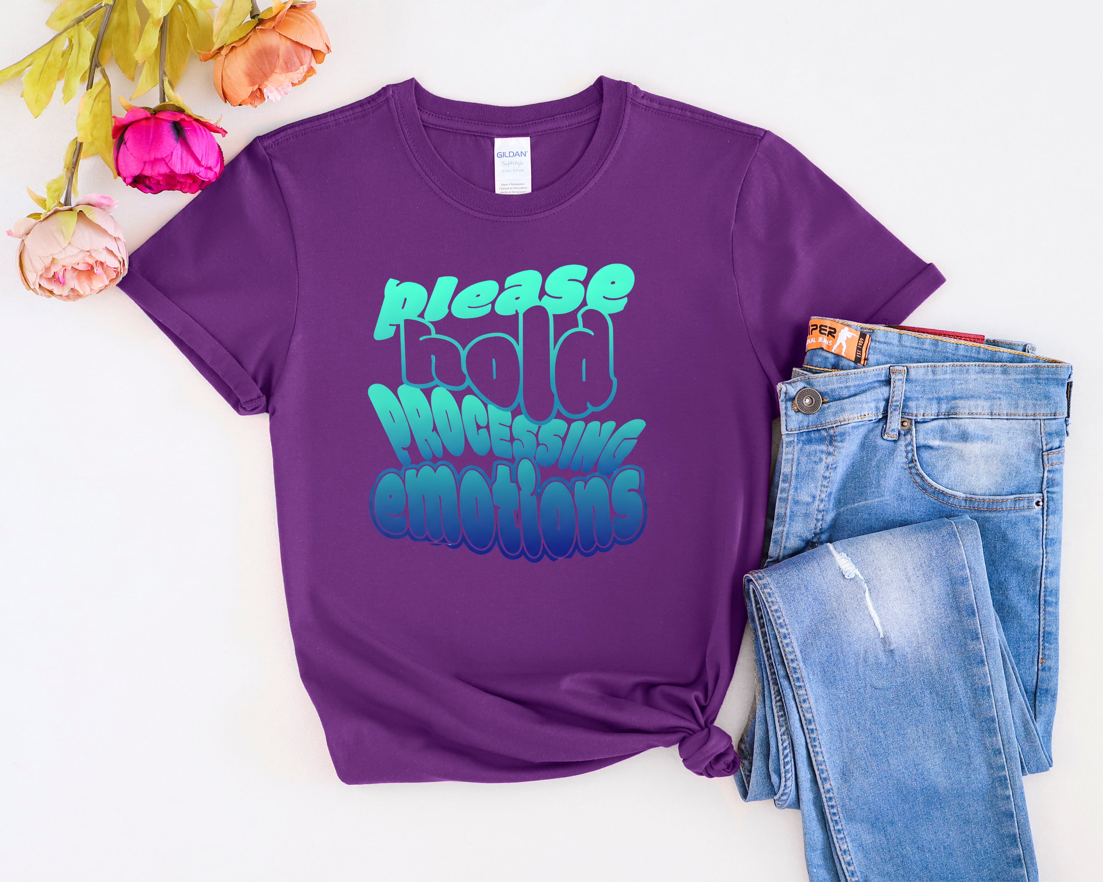 Please Hold Processing Emotions Mental Health T-Shirt
