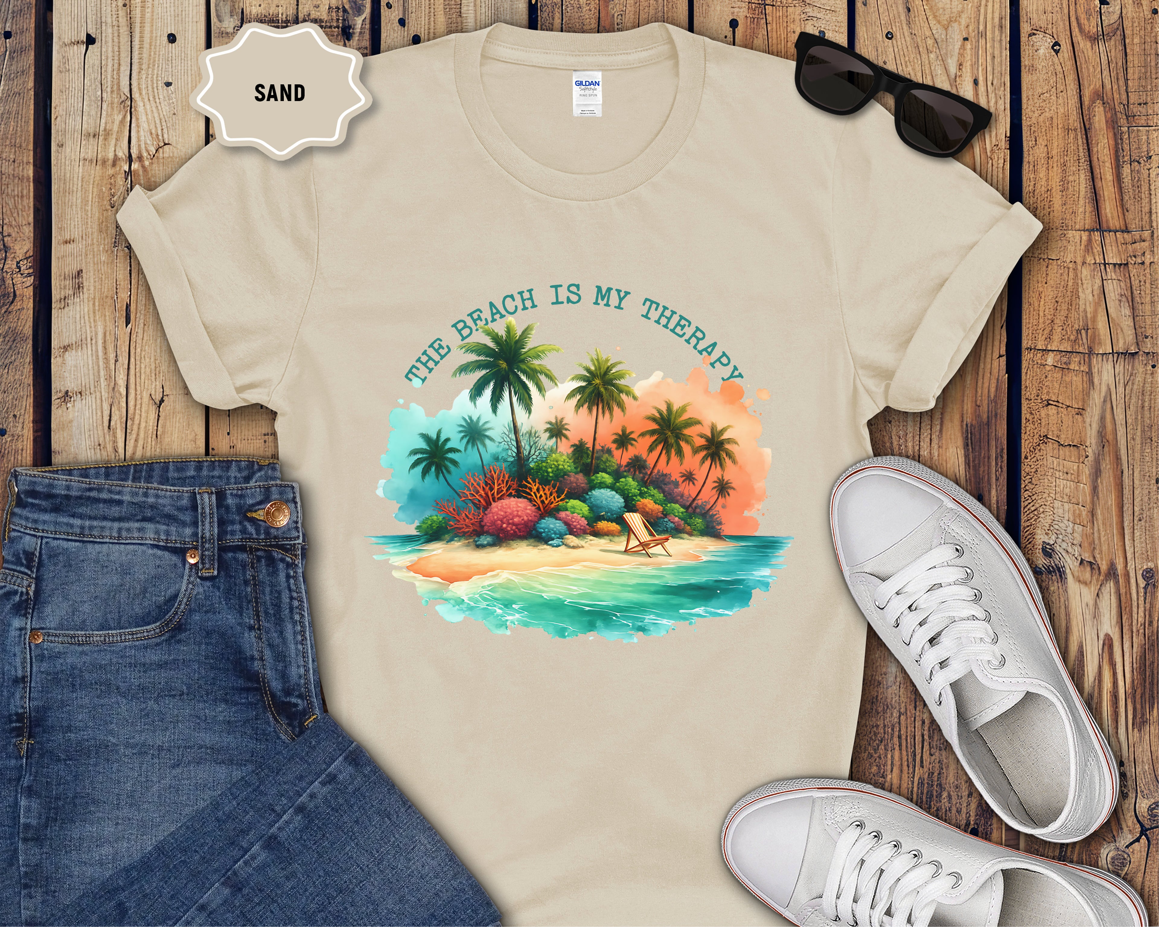 Beach Therapy Mental Health T-Shirt