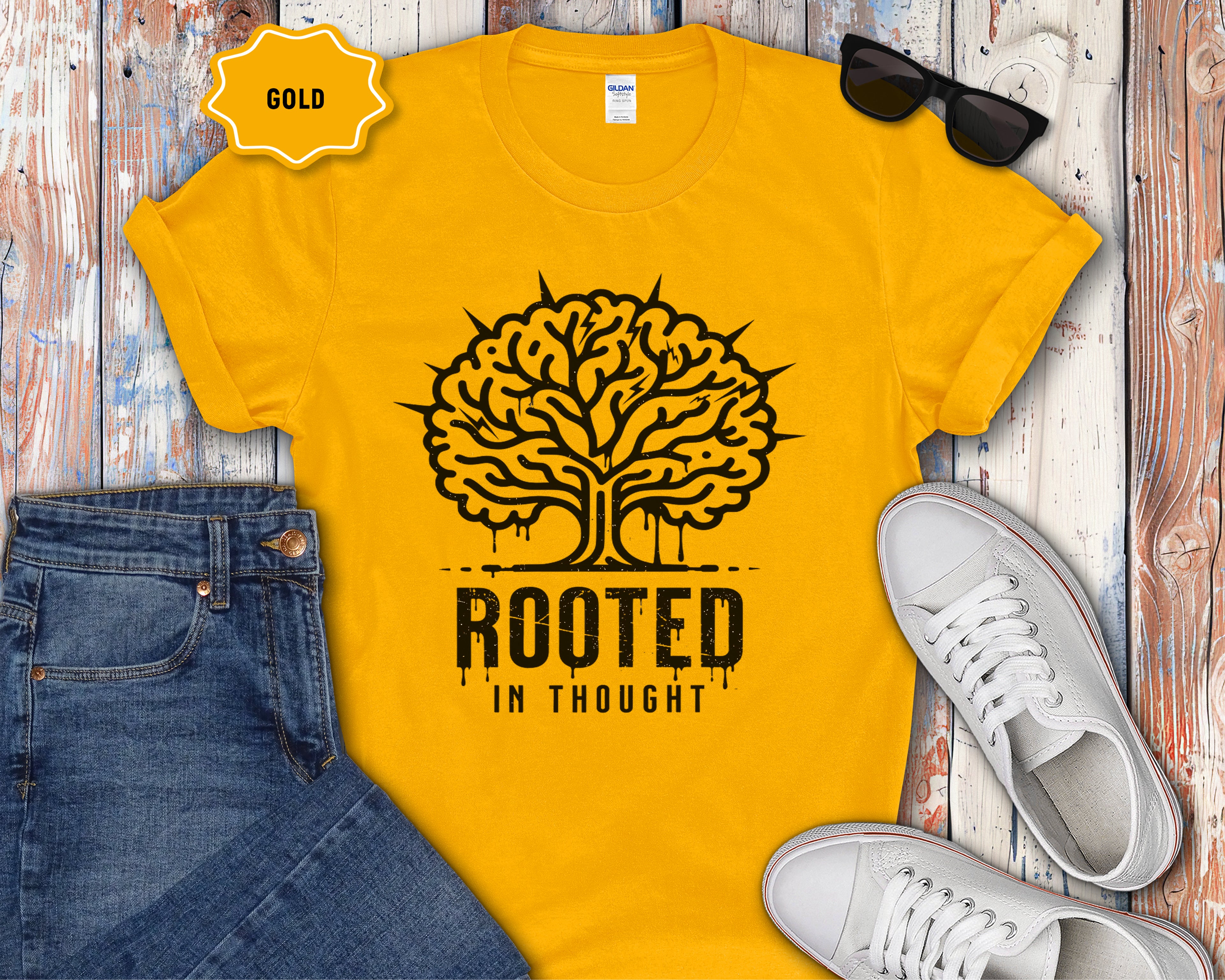 Rooted in Thought tree illustration T-Shirt