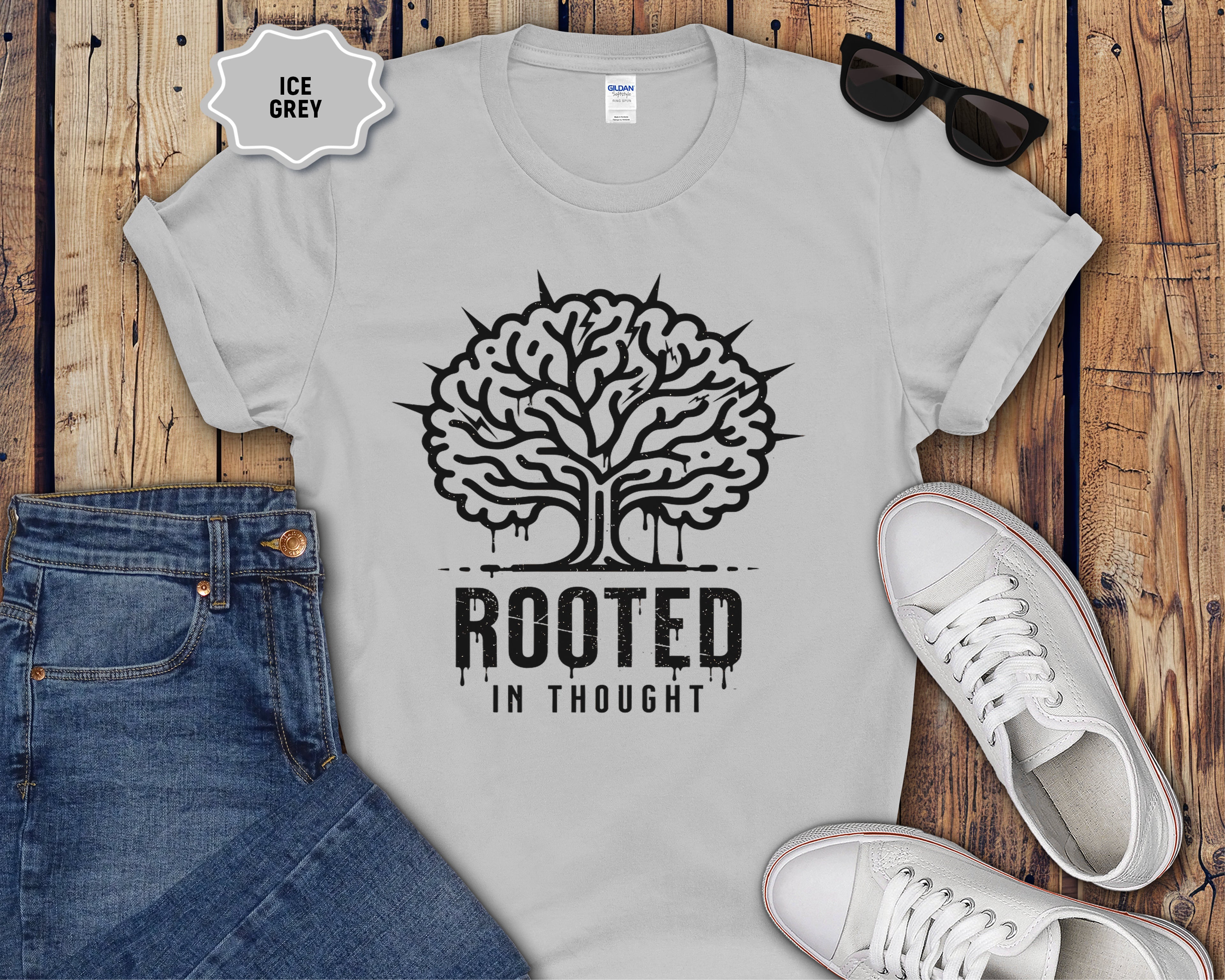 Rooted in Thought tree illustration T-Shirt