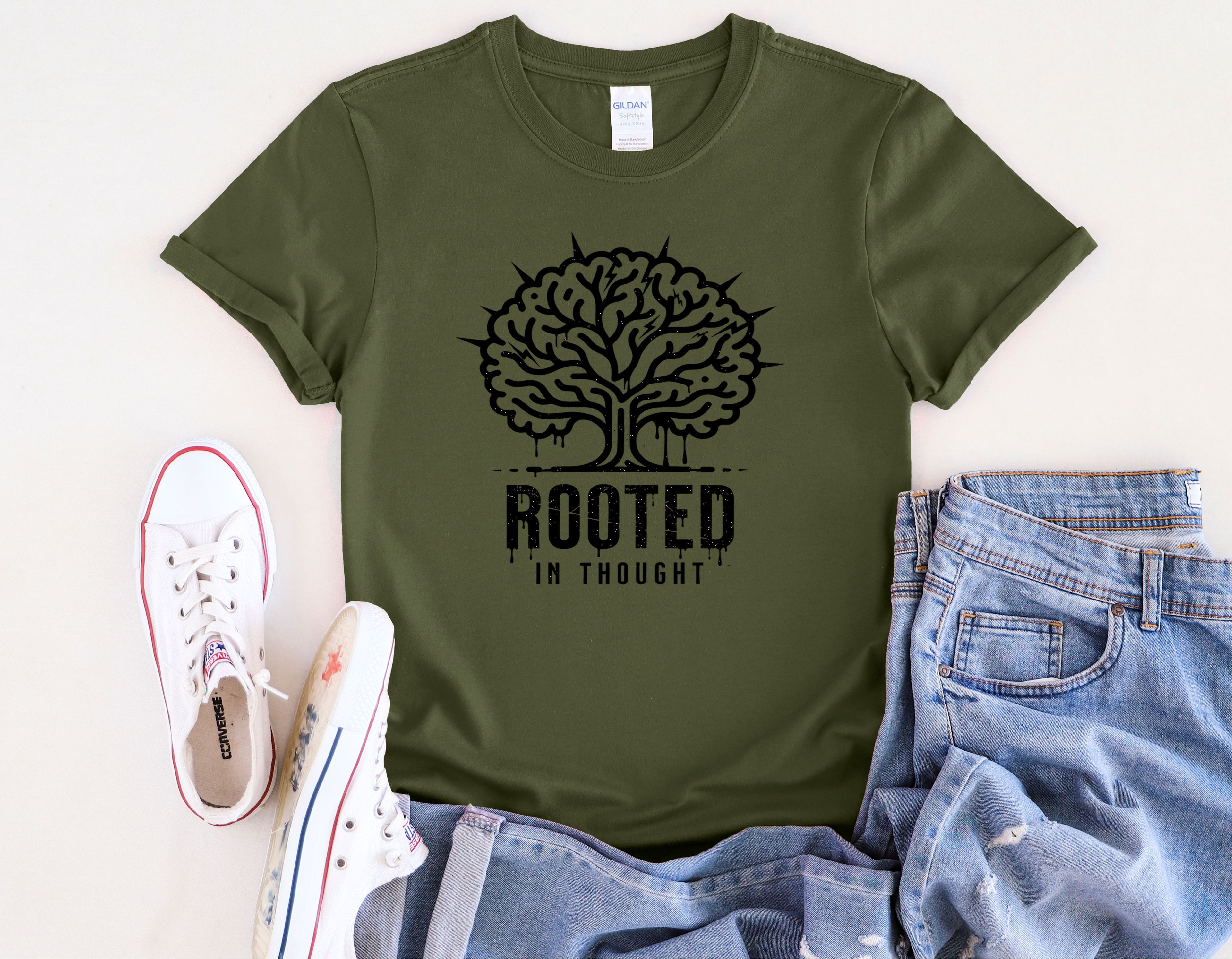 Rooted in Thought tree illustration T-Shirt