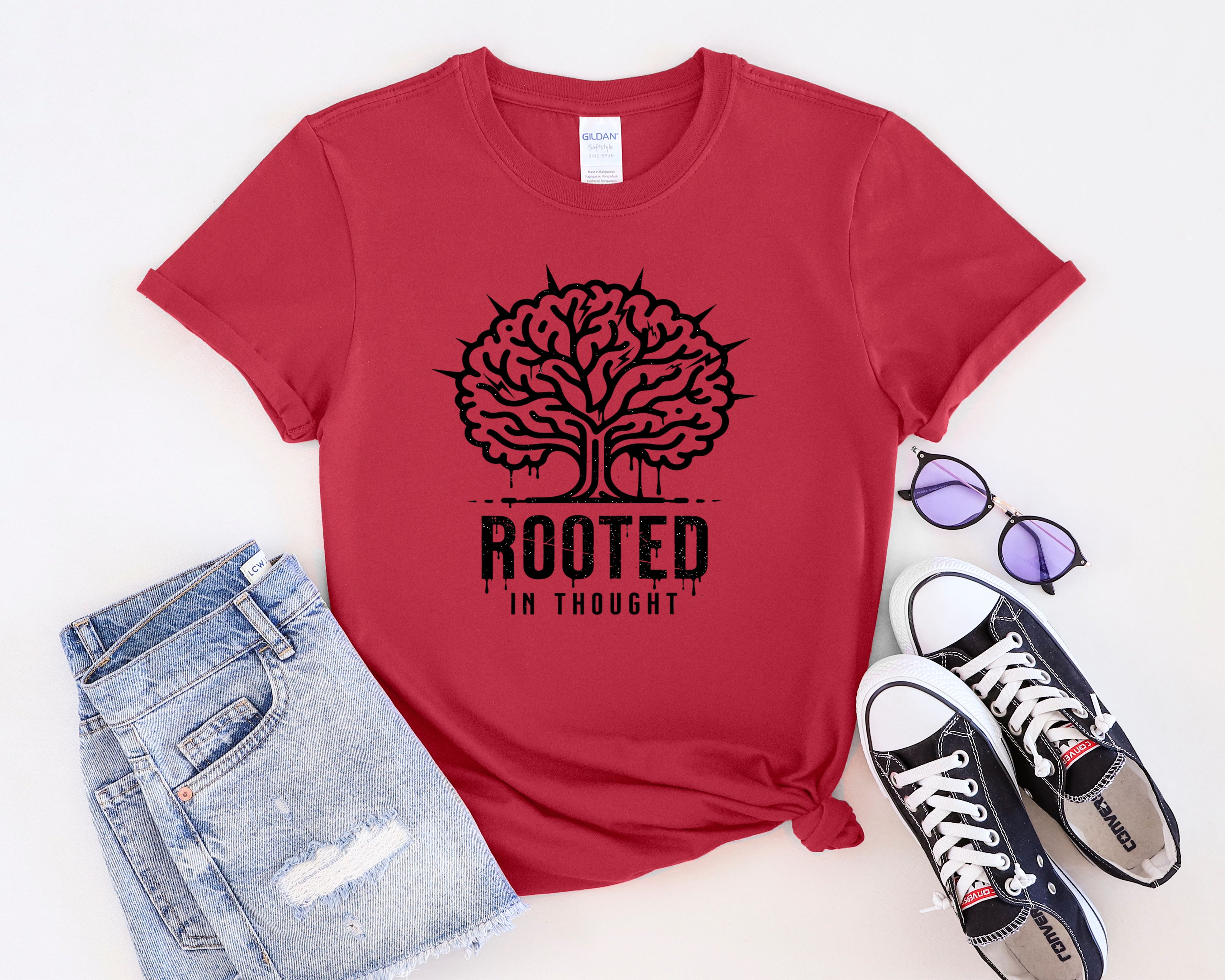 Rooted in Thought tree illustration T-Shirt