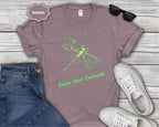 Neon Green Dragonfly Illustration T-Shirt | Follow Your Curiousity