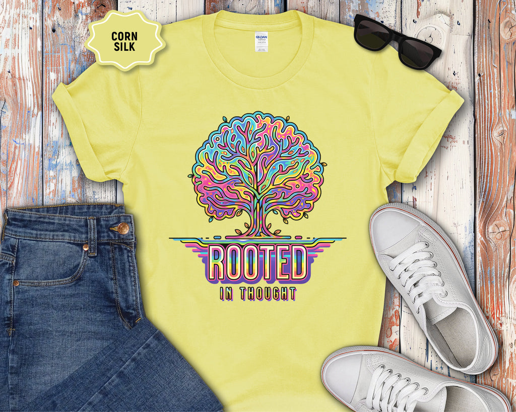 Rooted in Thought Tree T-Shirt | Psychedelic Brain Tree Graphic Tee