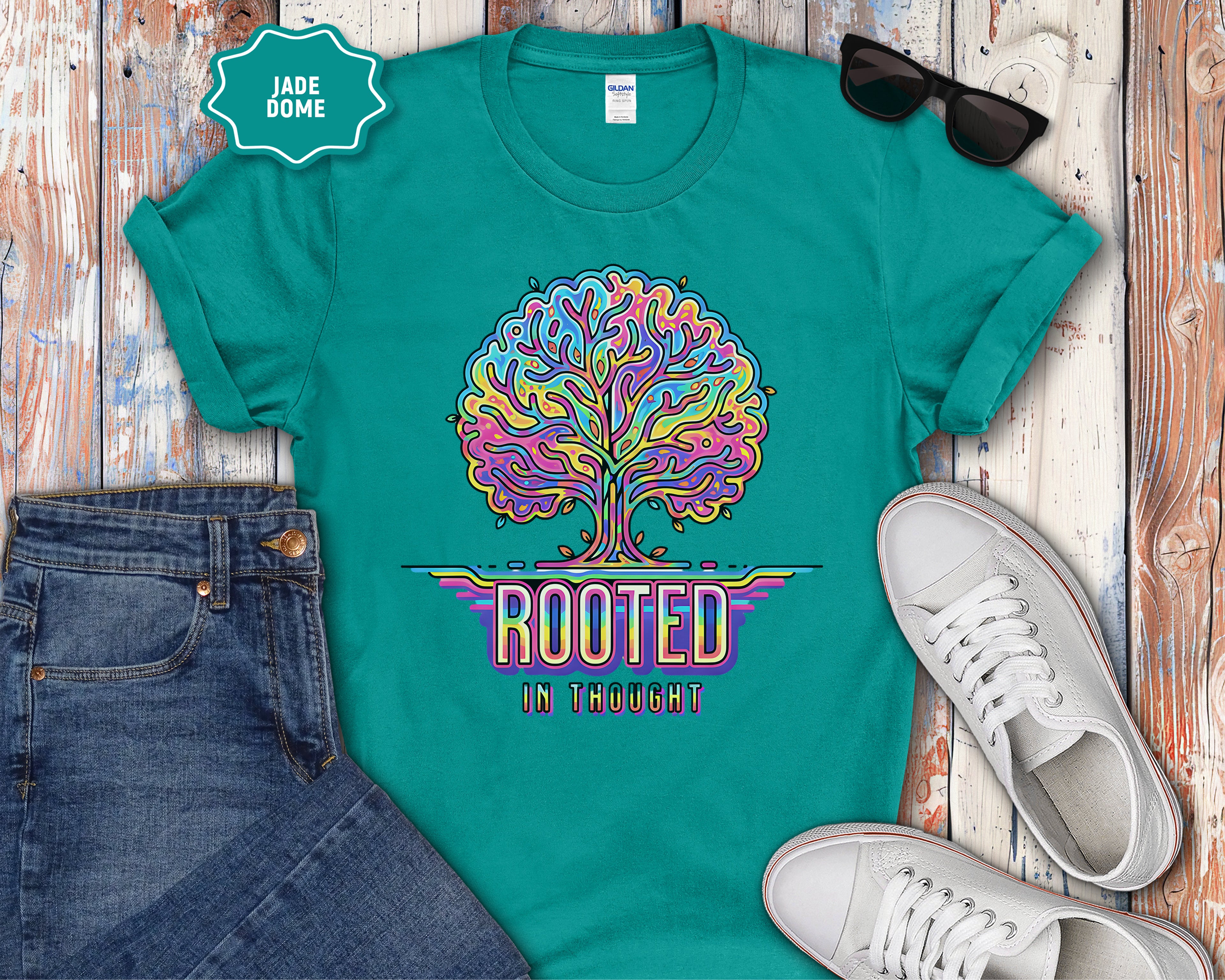 Rooted in Thought Tree T-Shirt | Psychedelic Brain Tree Graphic Tee