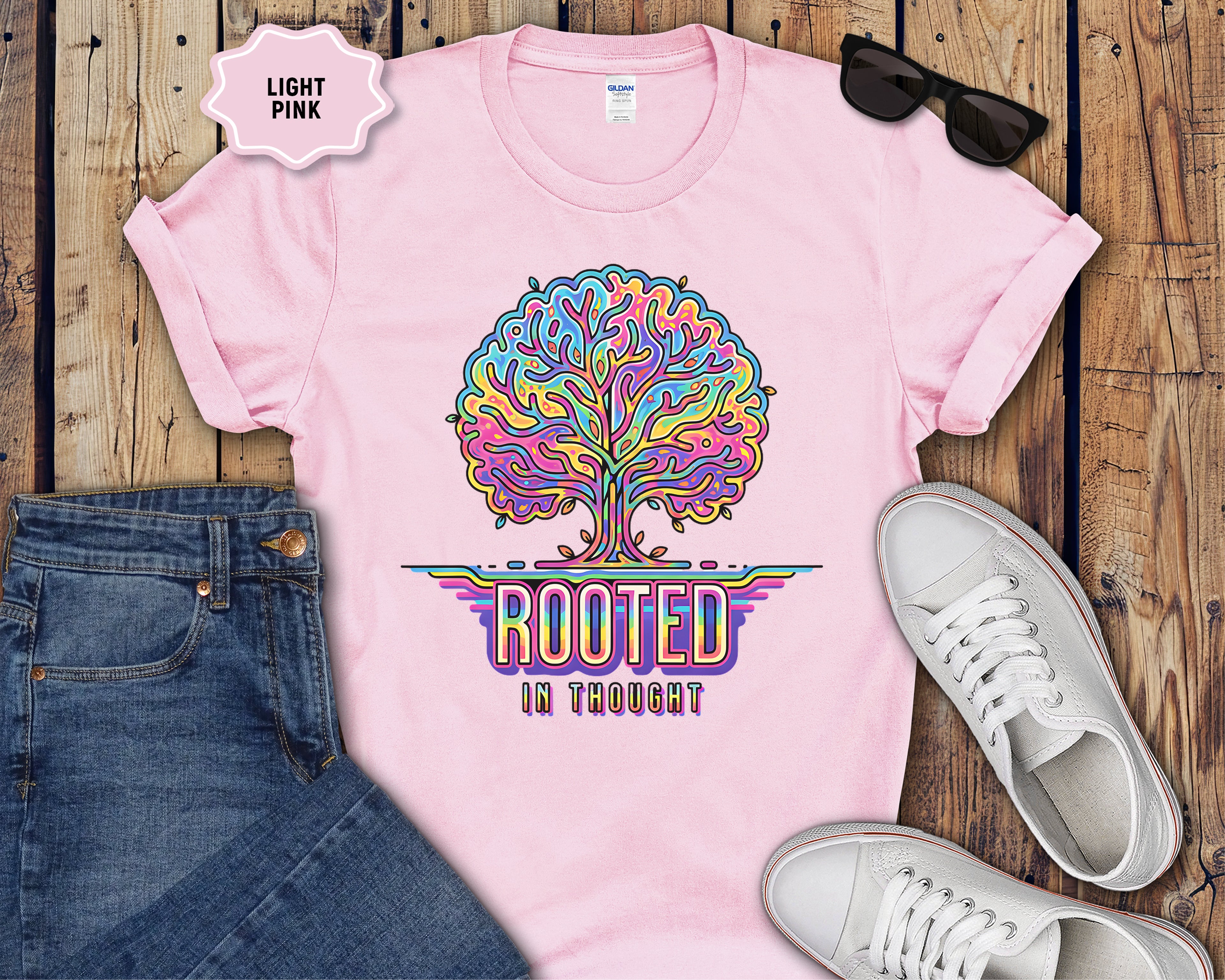 Rooted in Thought Tree T-Shirt | Psychedelic Brain Tree Graphic Tee