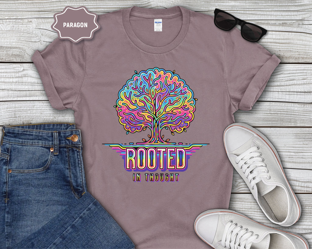 Rooted in Thought Tree T-Shirt | Psychedelic Brain Tree Graphic Tee