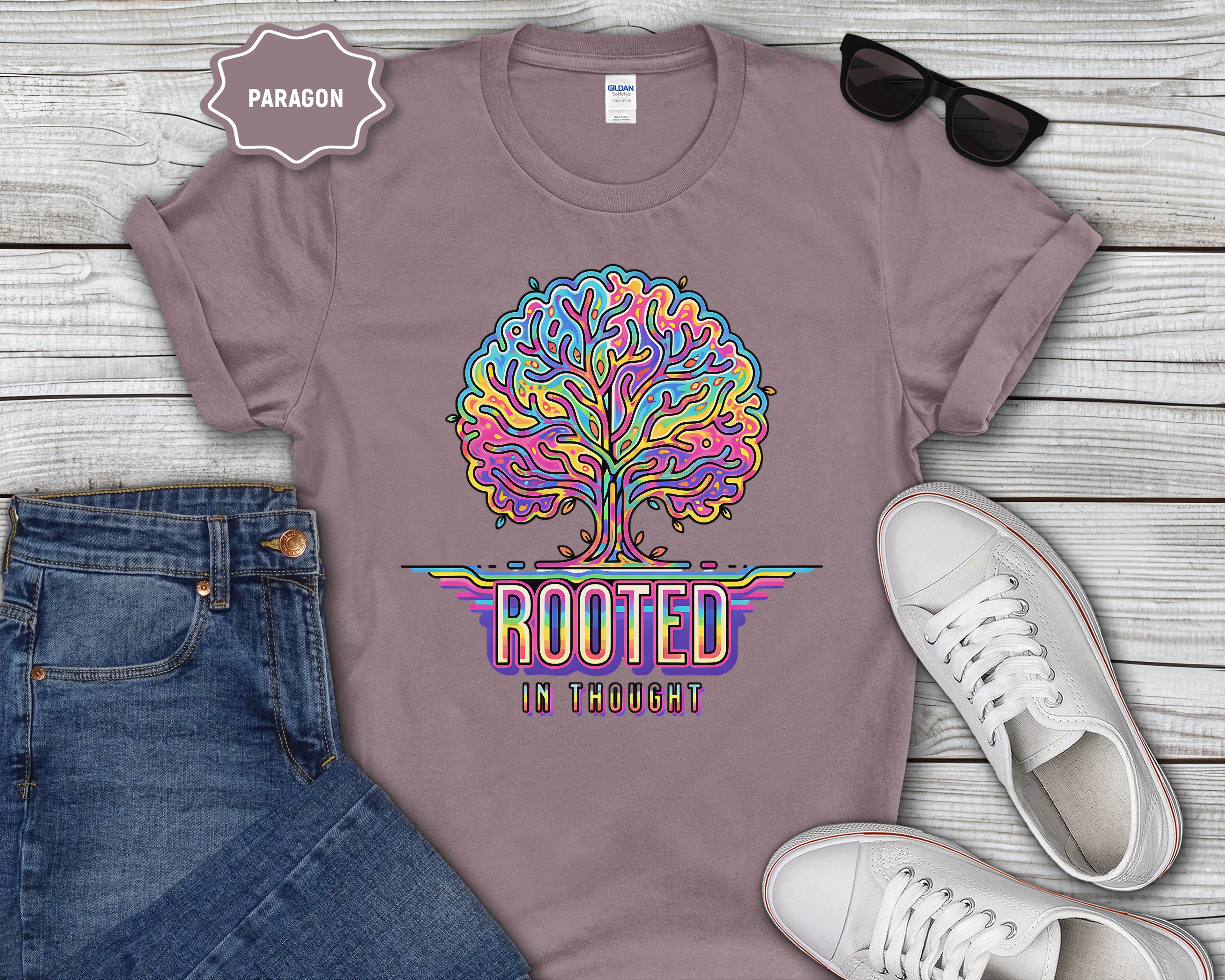 Rooted in Thought Tree T-Shirt | Psychedelic Brain Tree Graphic Tee