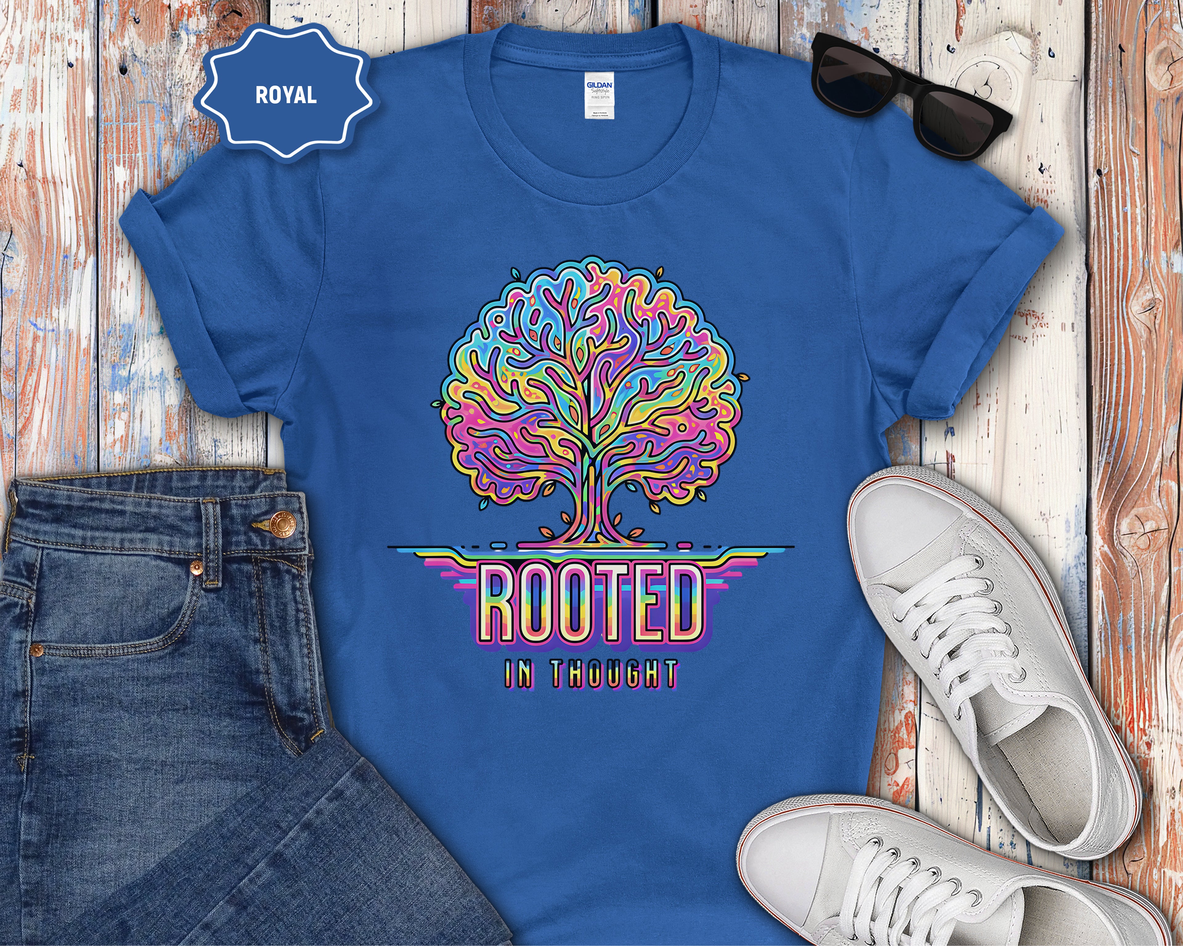 Rooted in Thought Tree T-Shirt | Psychedelic Brain Tree Graphic Tee
