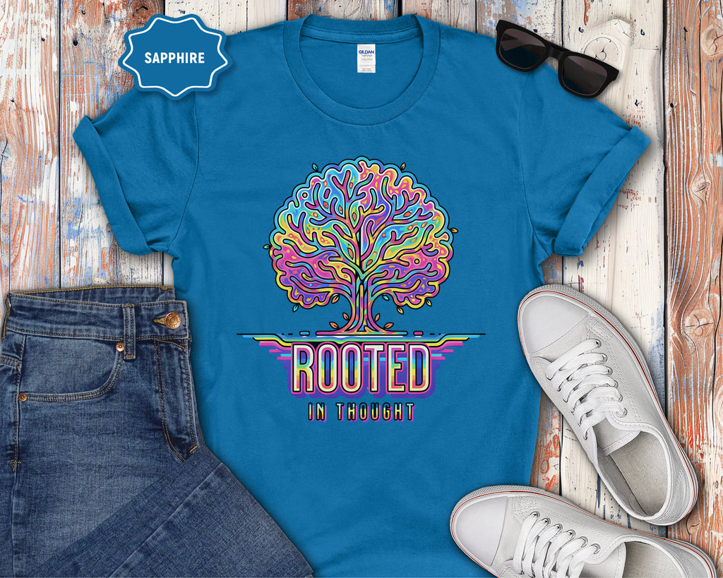 Rooted in Thought Tree T-Shirt | Psychedelic Brain Tree Graphic Tee