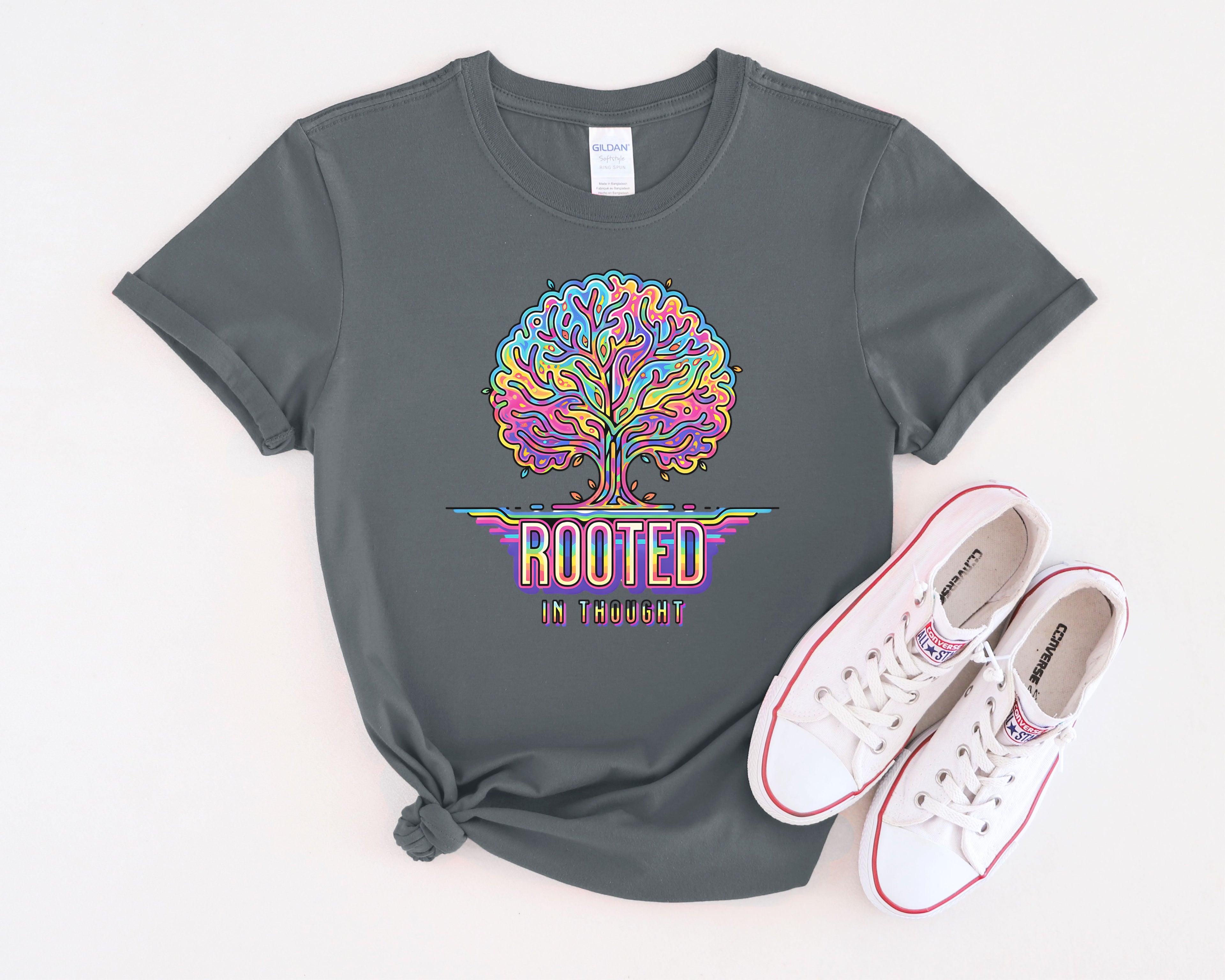 Rooted in Thought Tree T-Shirt | Psychedelic Brain Tree Graphic Tee