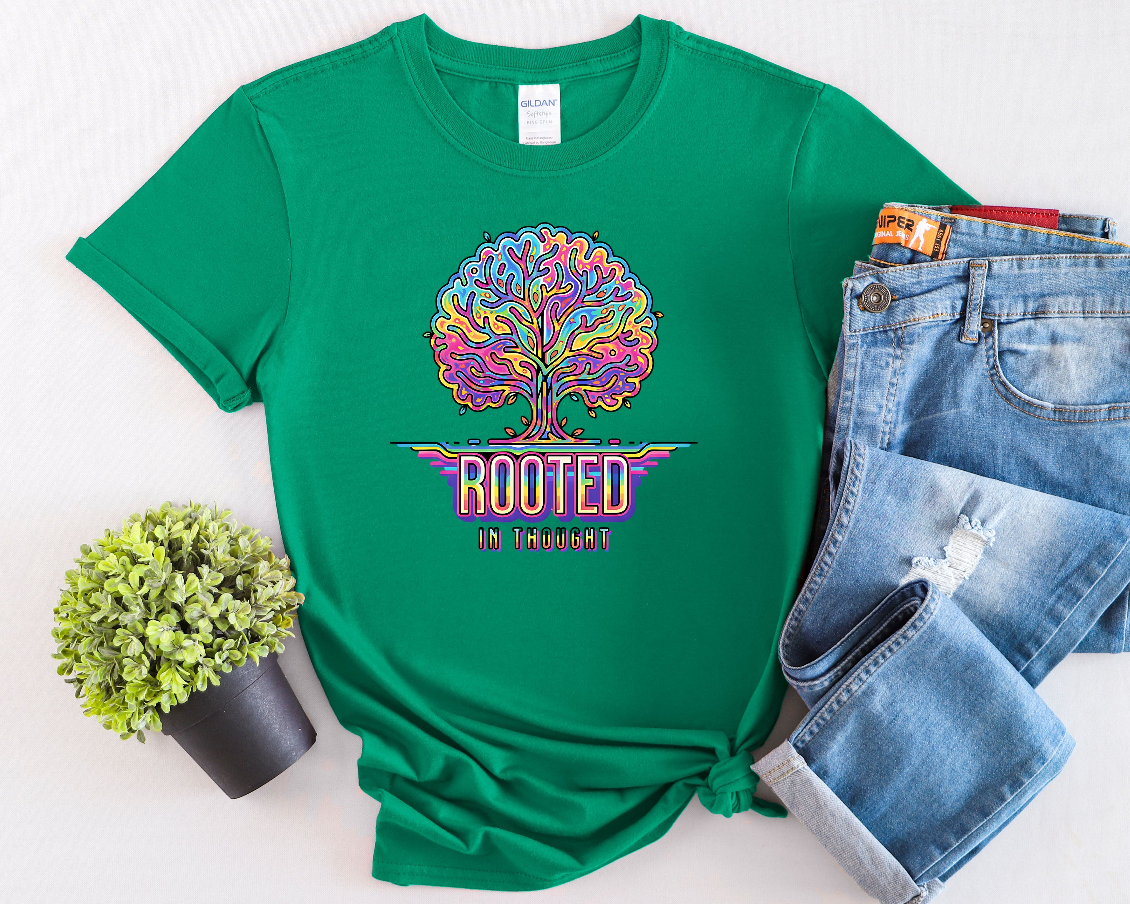 Rooted in Thought Tree T-Shirt | Psychedelic Brain Tree Graphic Tee