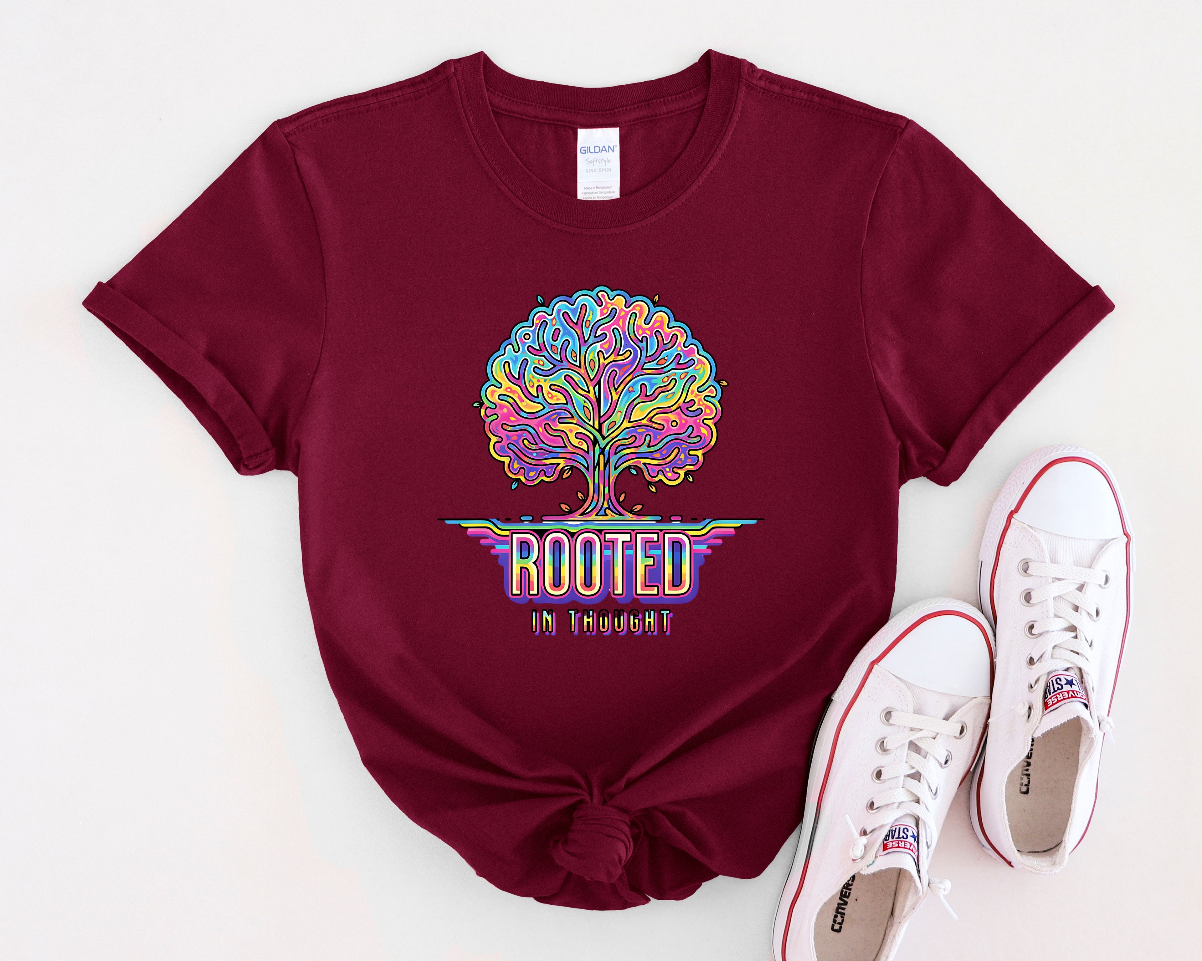 Rooted in Thought Tree T-Shirt | Psychedelic Brain Tree Graphic Tee