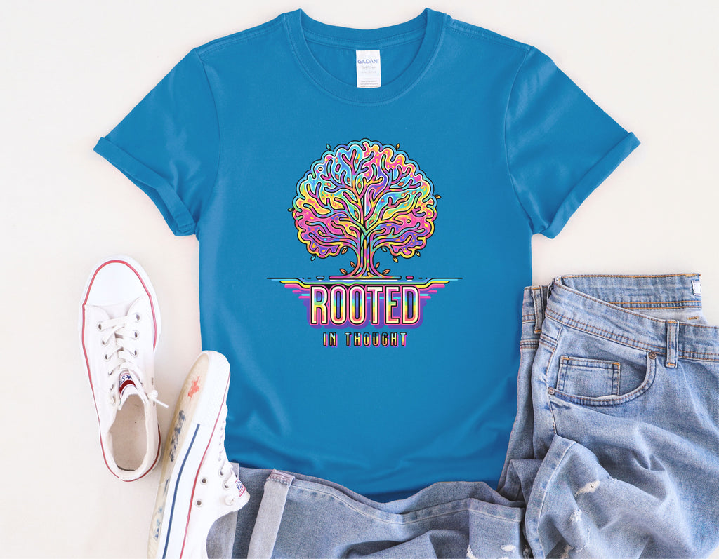 Rooted in Thought Tree T-Shirt | Psychedelic Brain Tree Graphic Tee