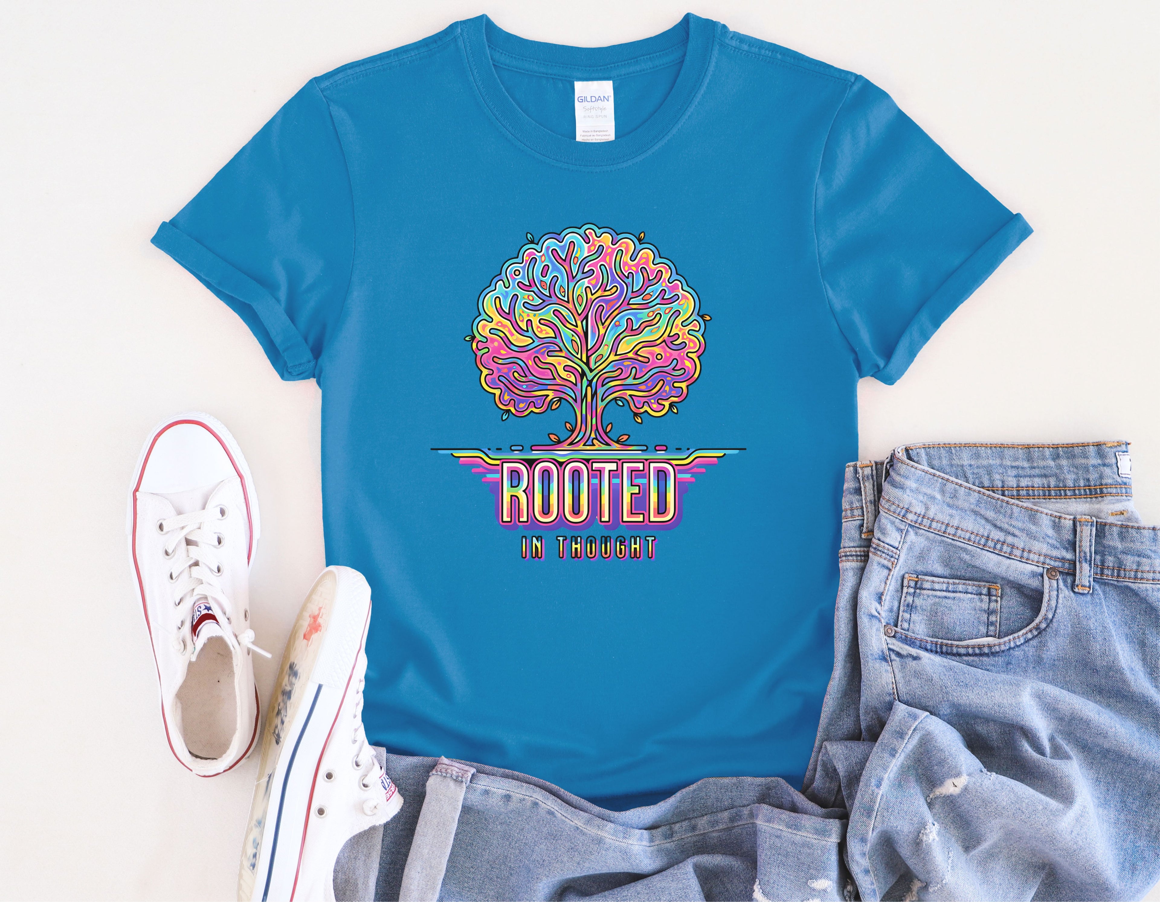 Rooted in Thought Tree T-Shirt | Psychedelic Brain Tree Graphic Tee