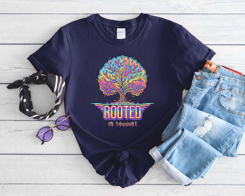 Rooted in Thought Tree T-Shirt | Psychedelic Brain Tree Graphic Tee